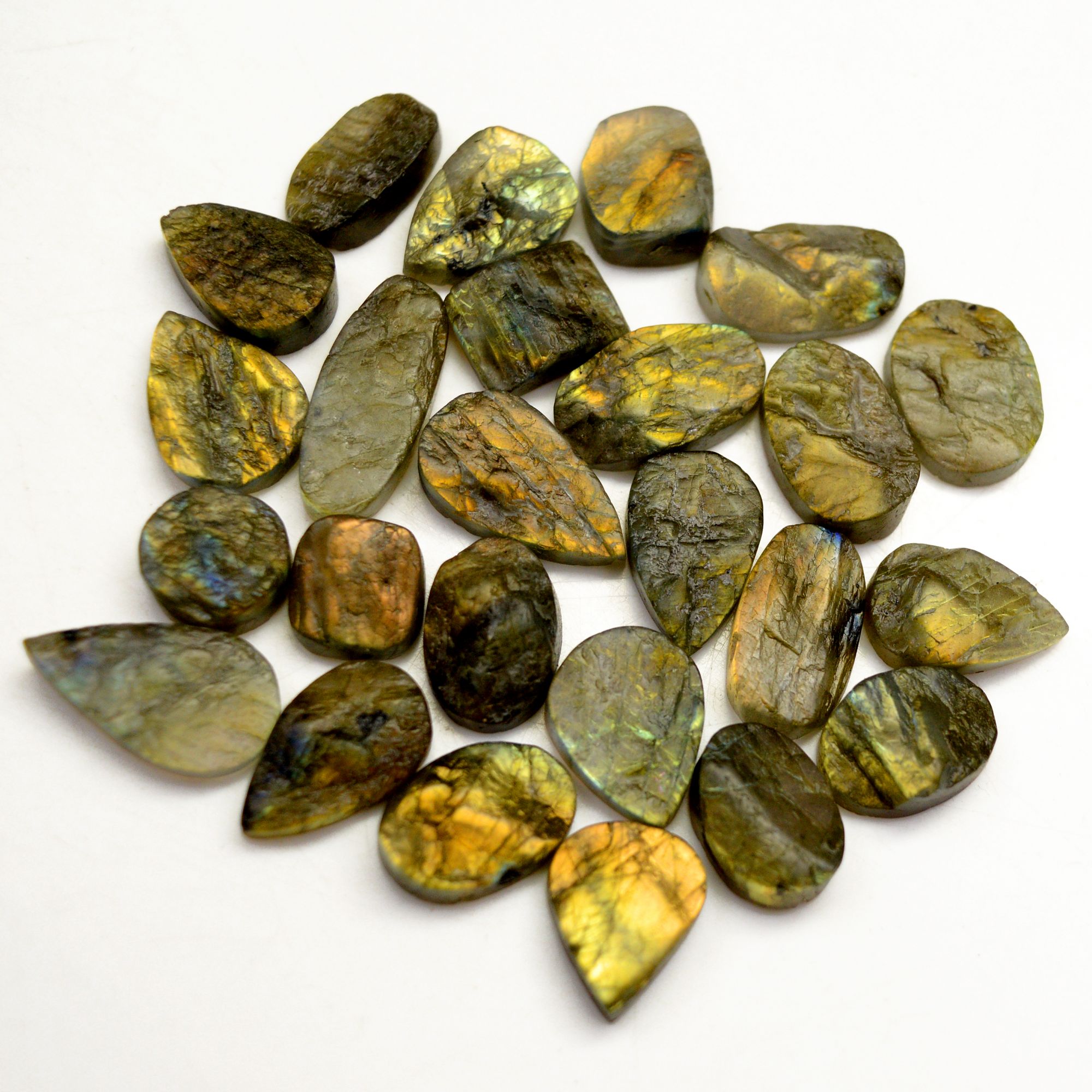 25 Pcs 244 Cts Natural Labradorite Druzy Rough Multi fire Mix Shape Gemstone Lot Size 11x11-23x9mm R-13500