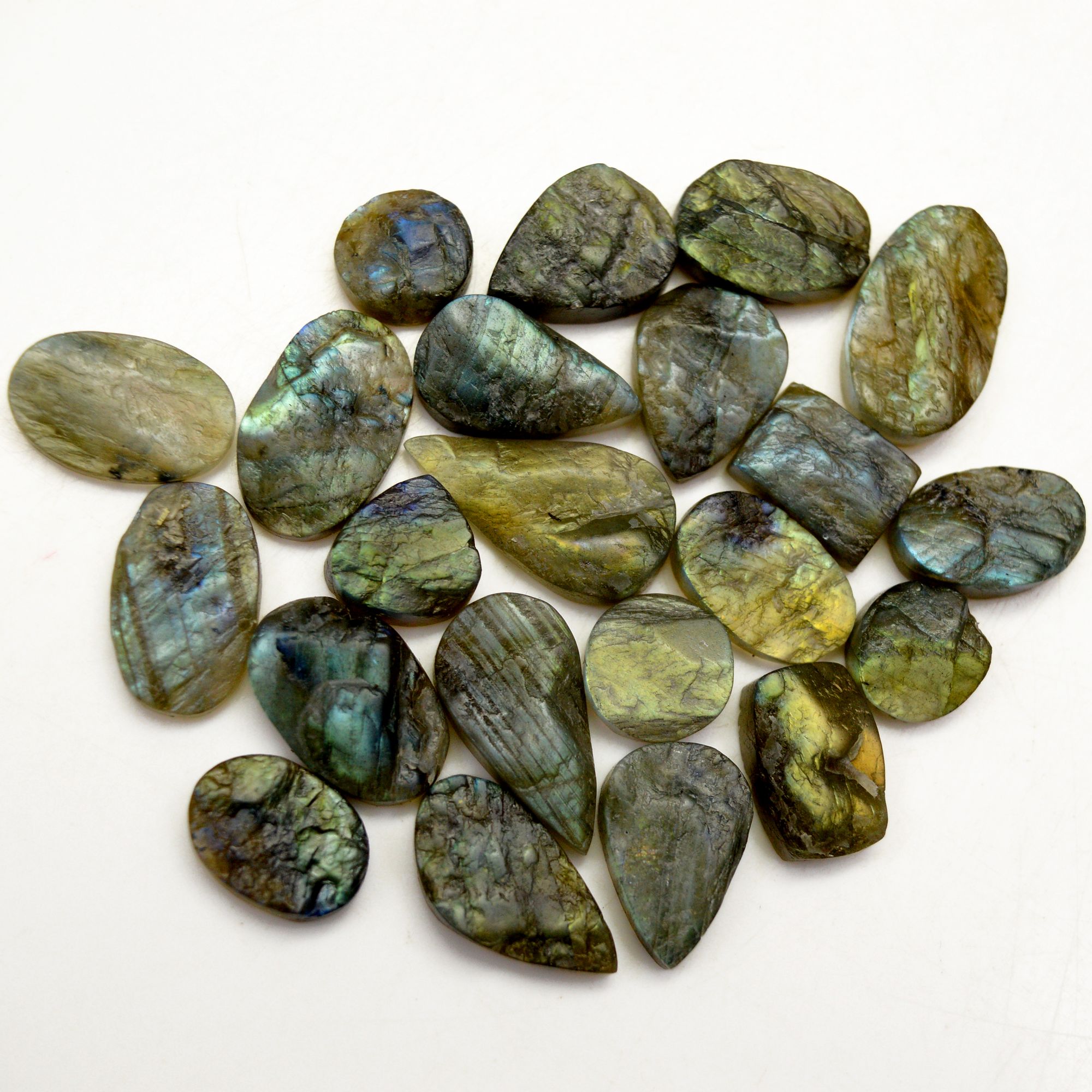 22 Pcs 230 Cts Natural Labradorite Druzy Rough Multi fire Mix Shape Gemstone Lot Size 11x11-24x13mm R-13501