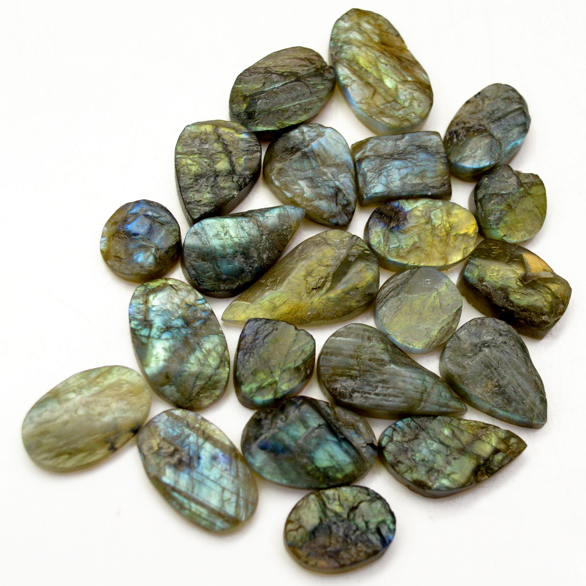22 Pcs 230 Cts Natural Labradorite Druzy Rough Multi fire Mix Shape Gemstone Lot Size 11x11-24x13mm R-13501