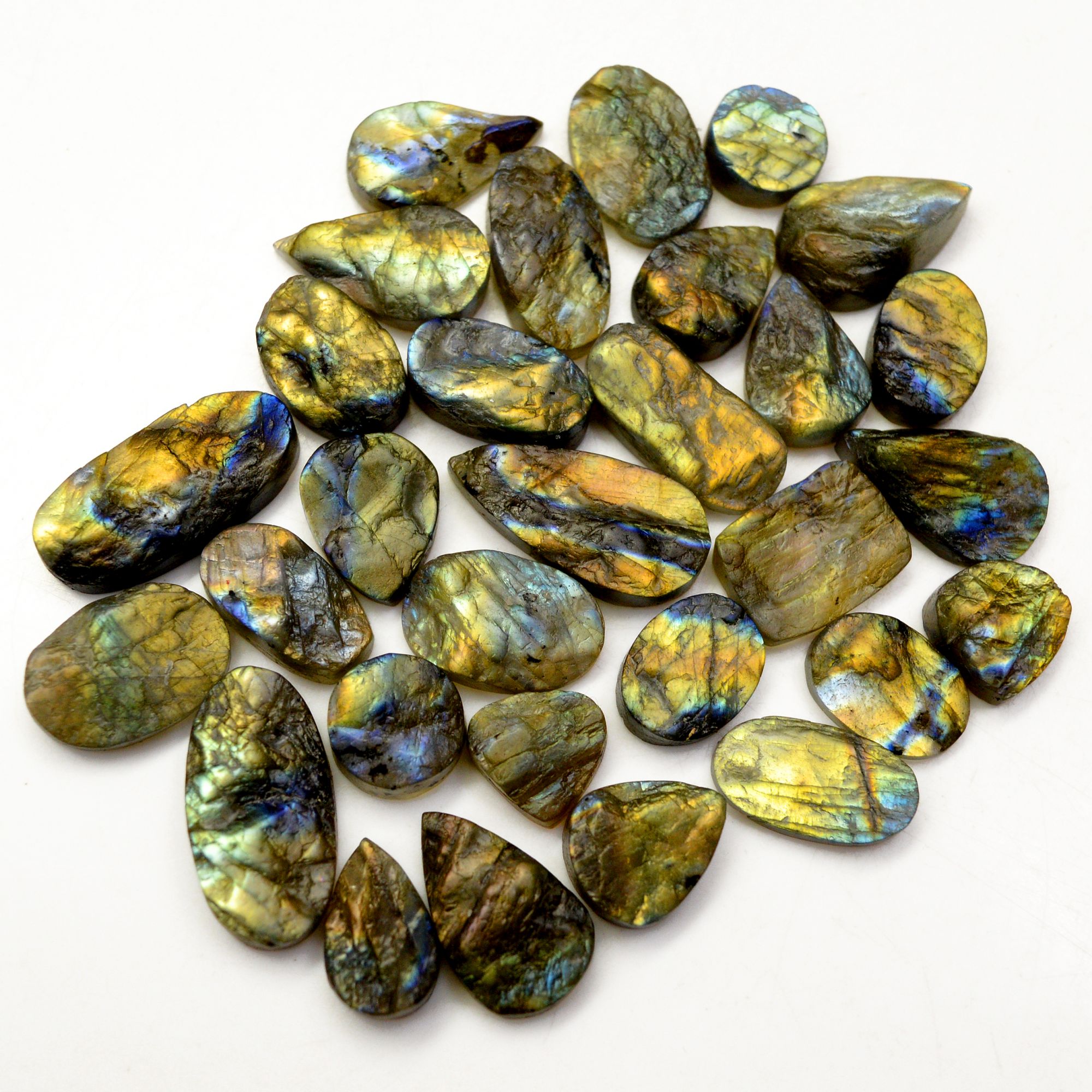 30 Pcs 318 Cts Natural Labradorite Druzy Rough Multi fire Mix Shape Gemstone Lot Size 12x12-26x12mm R-13503