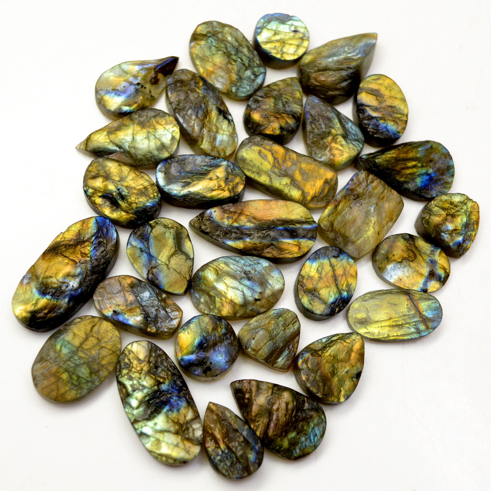30 Pcs 318 Cts Natural Labradorite Druzy Rough Multi fire Mix Shape Gemstone Lot Size 12x12-26x12mm R-13503