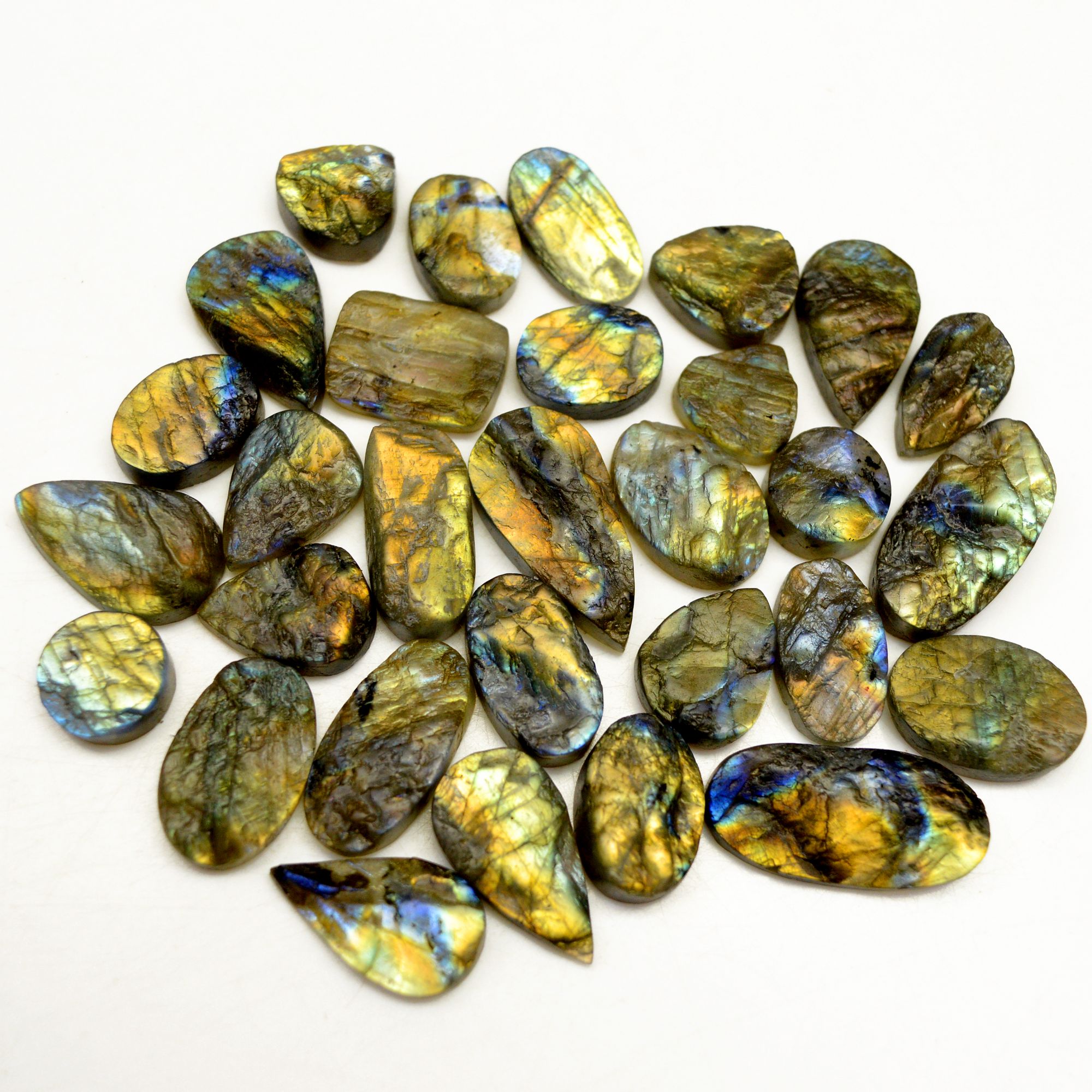 30 Pcs 318 Cts Natural Labradorite Druzy Rough Multi fire Mix Shape Gemstone Lot Size 12x12-26x12mm R-13503