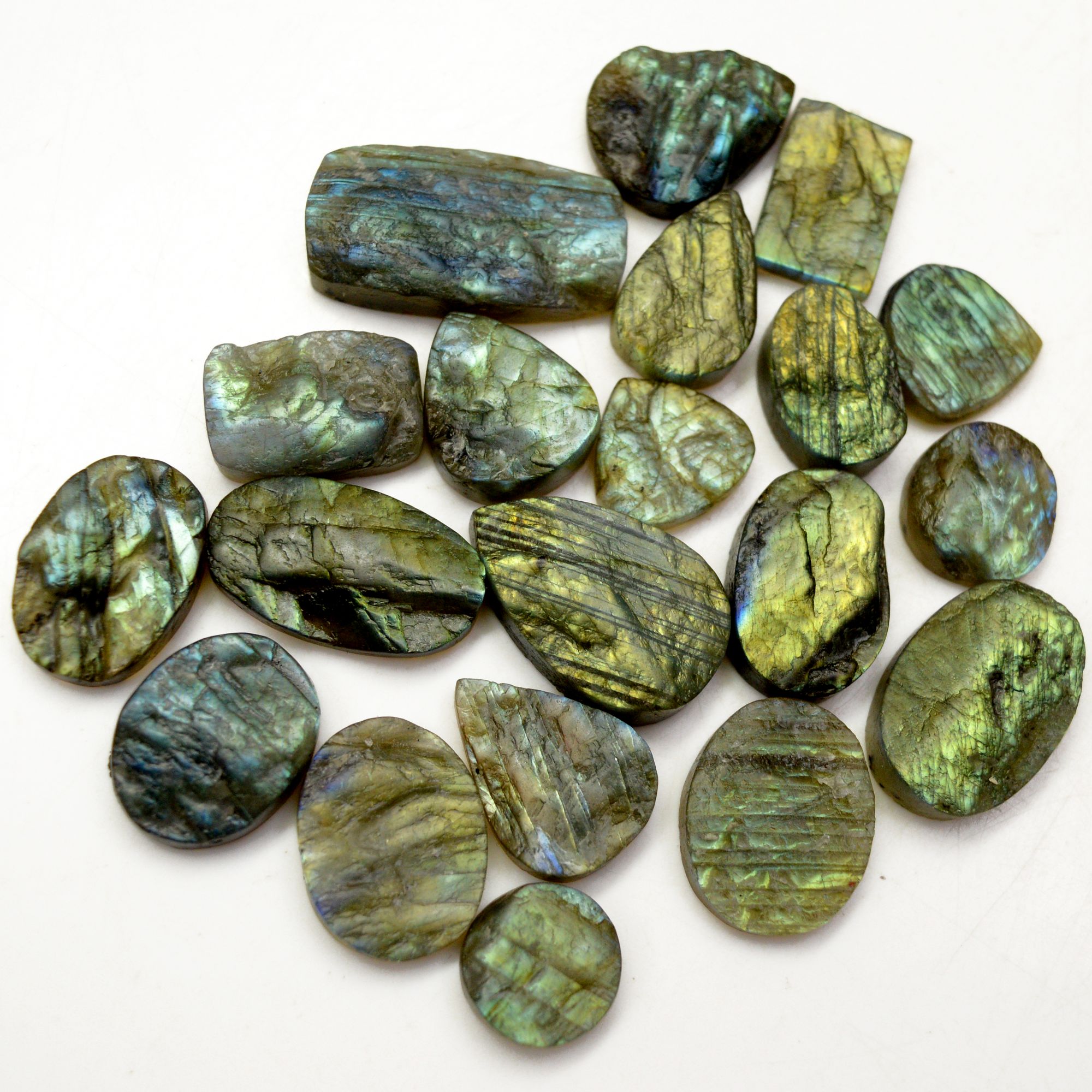 20 Pcs 331 Cts Natural Labradorite Druzy Rough Multi fire Mix Shape Gemstone Lot Size 13x13-30x16mm R-13505