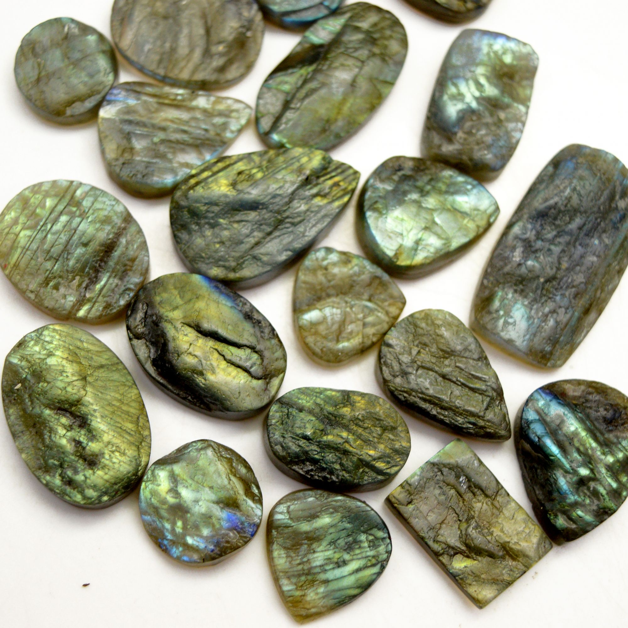 20 Pcs 331 Cts Natural Labradorite Druzy Rough Multi fire Mix Shape Gemstone Lot Size 13x13-30x16mm R-13505