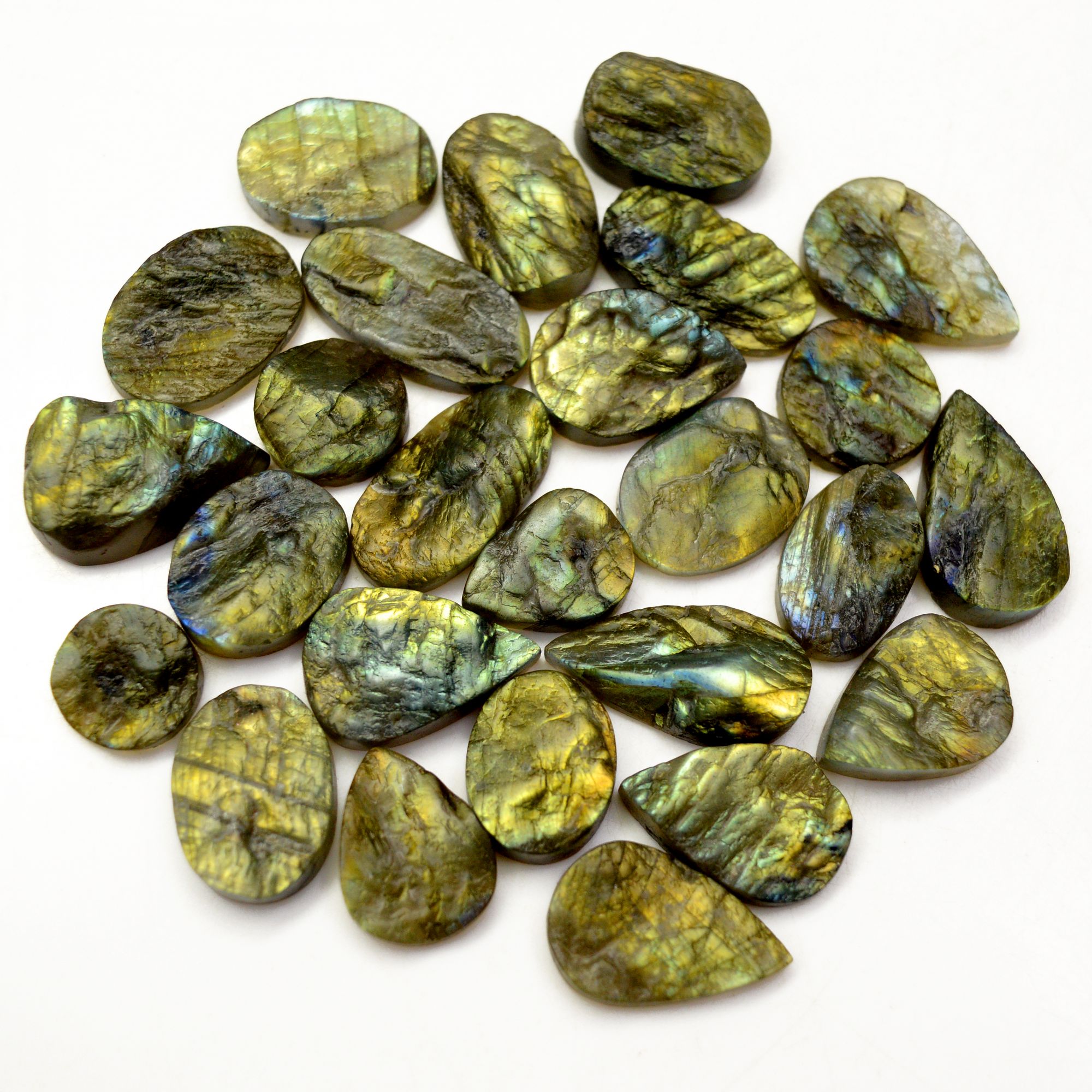 16 Pcs 418 Cts Natural Labradorite Druzy Rough Multi fire Mix Shape Gemstone Lot Size 13x13-25x13mm R-13508