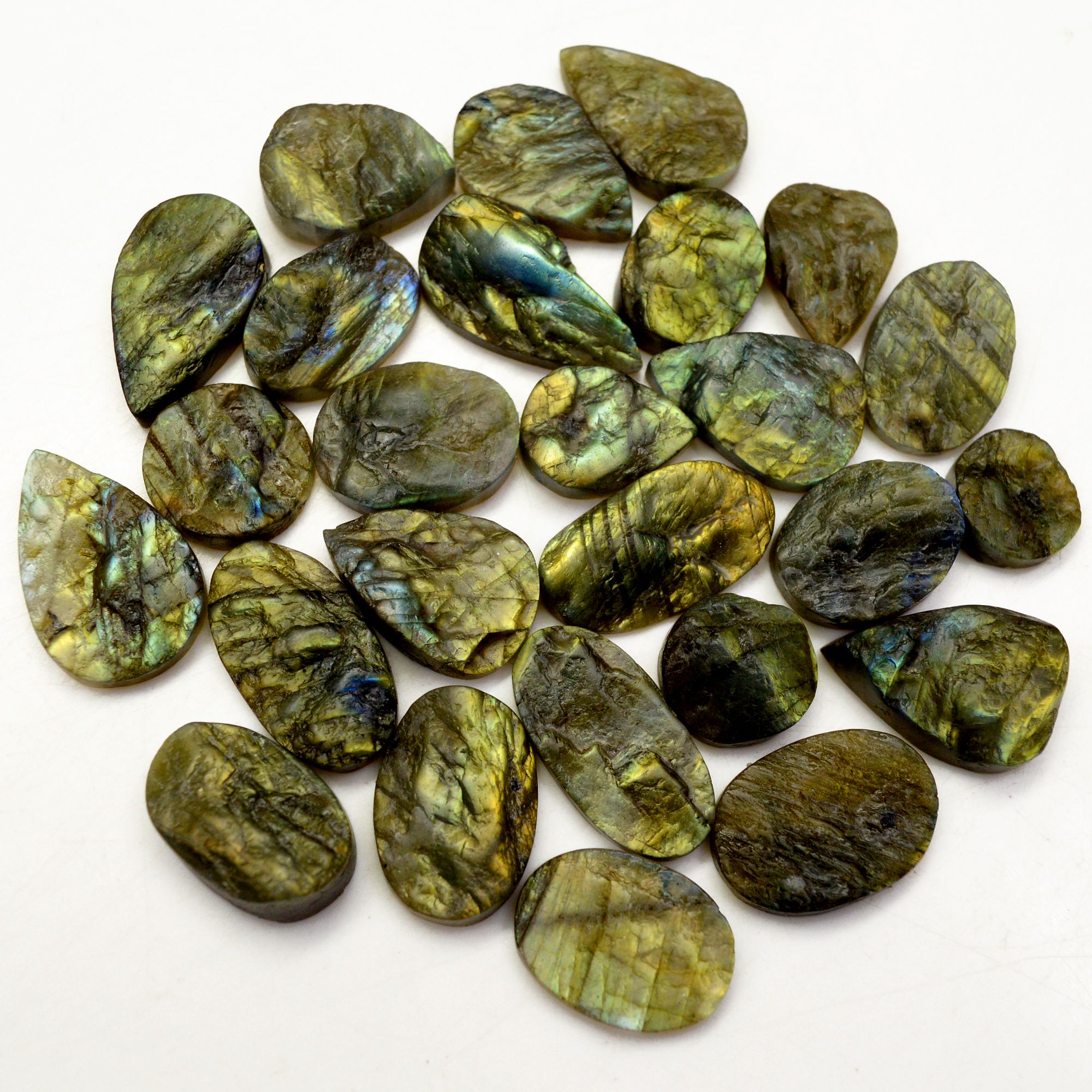 16 Pcs 418 Cts Natural Labradorite Druzy Rough Multi fire Mix Shape Gemstone Lot Size 13x13-25x13mm R-13508