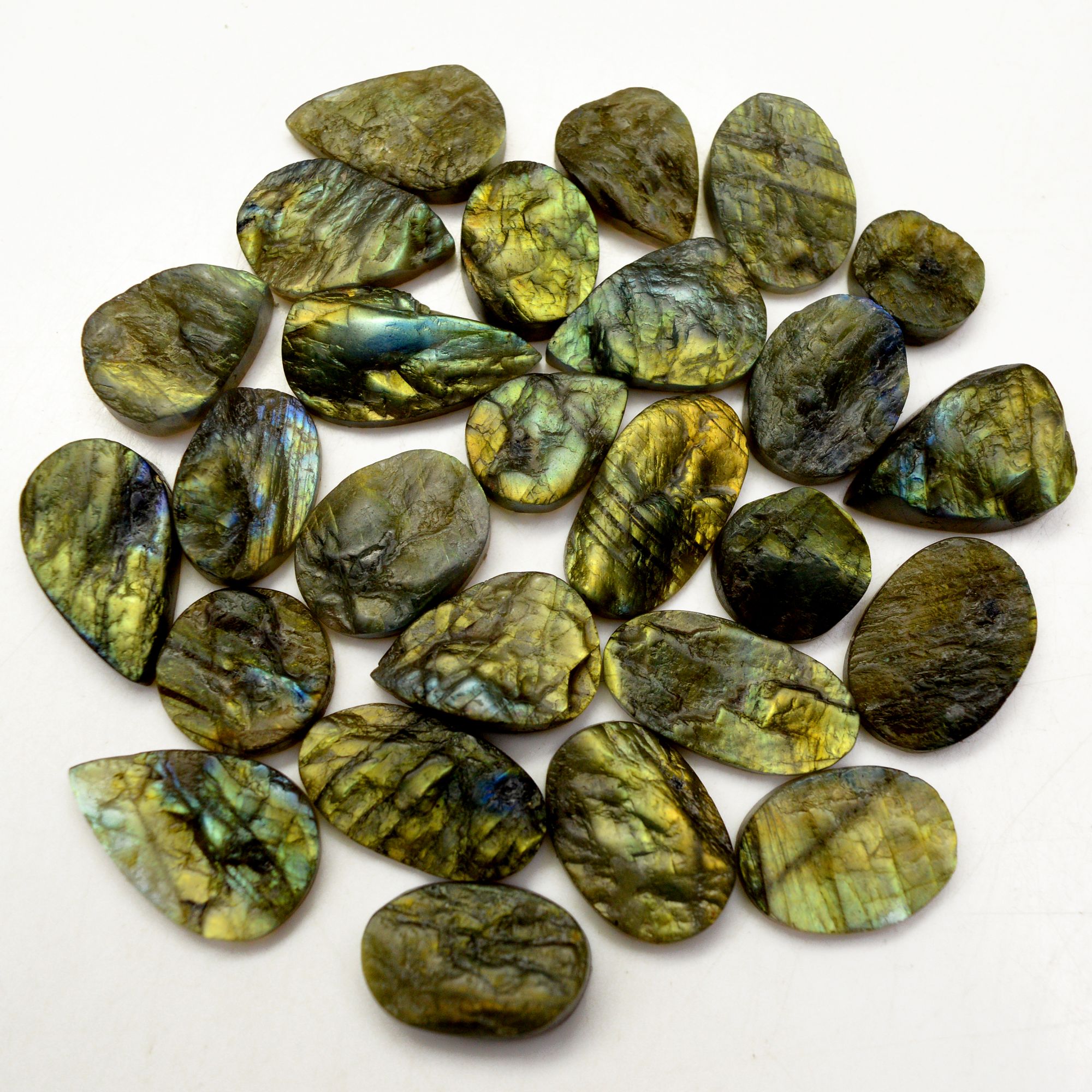 16 Pcs 418 Cts Natural Labradorite Druzy Rough Multi fire Mix Shape Gemstone Lot Size 13x13-25x13mm R-13508