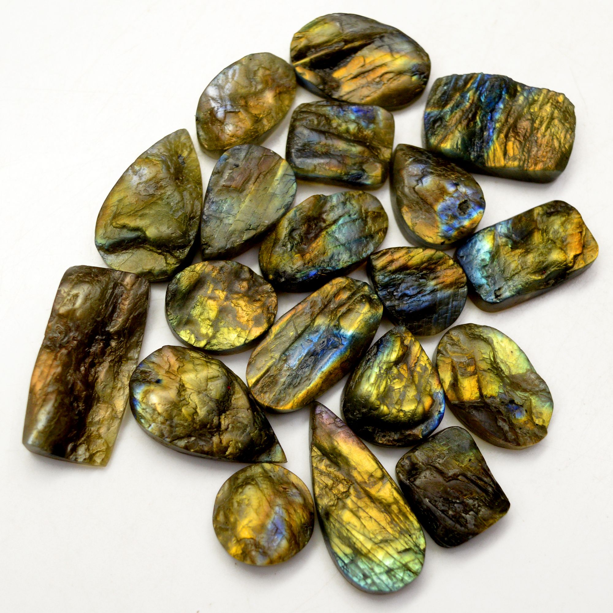 19 Pcs 326 Cts Natural Labradorite Druzy Rough Multi fire Mix Shape Gemstone Lot Size 16x13-29x13mm R-13509