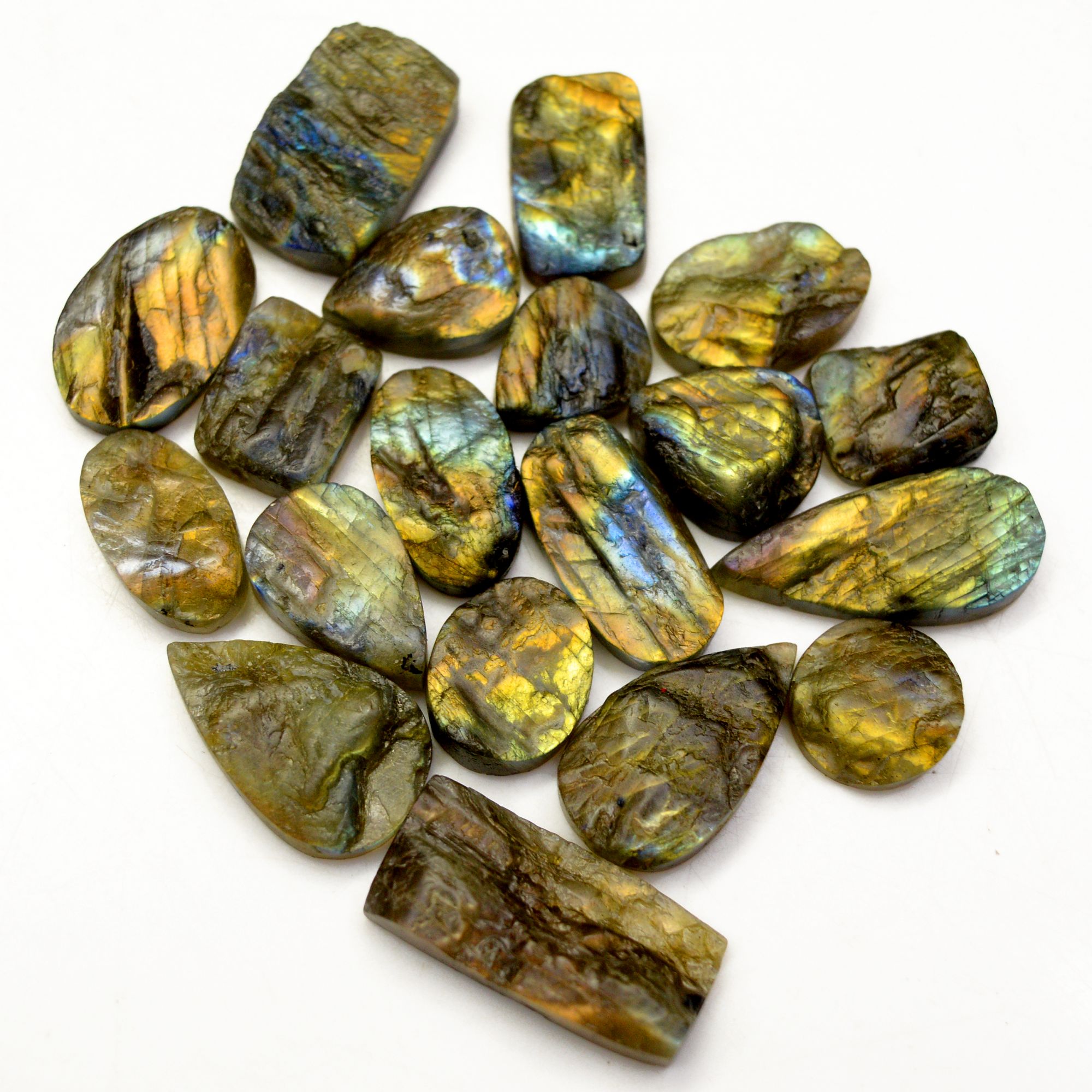 19 Pcs 326 Cts Natural Labradorite Druzy Rough Multi fire Mix Shape Gemstone Lot Size 16x13-29x13mm R-13509