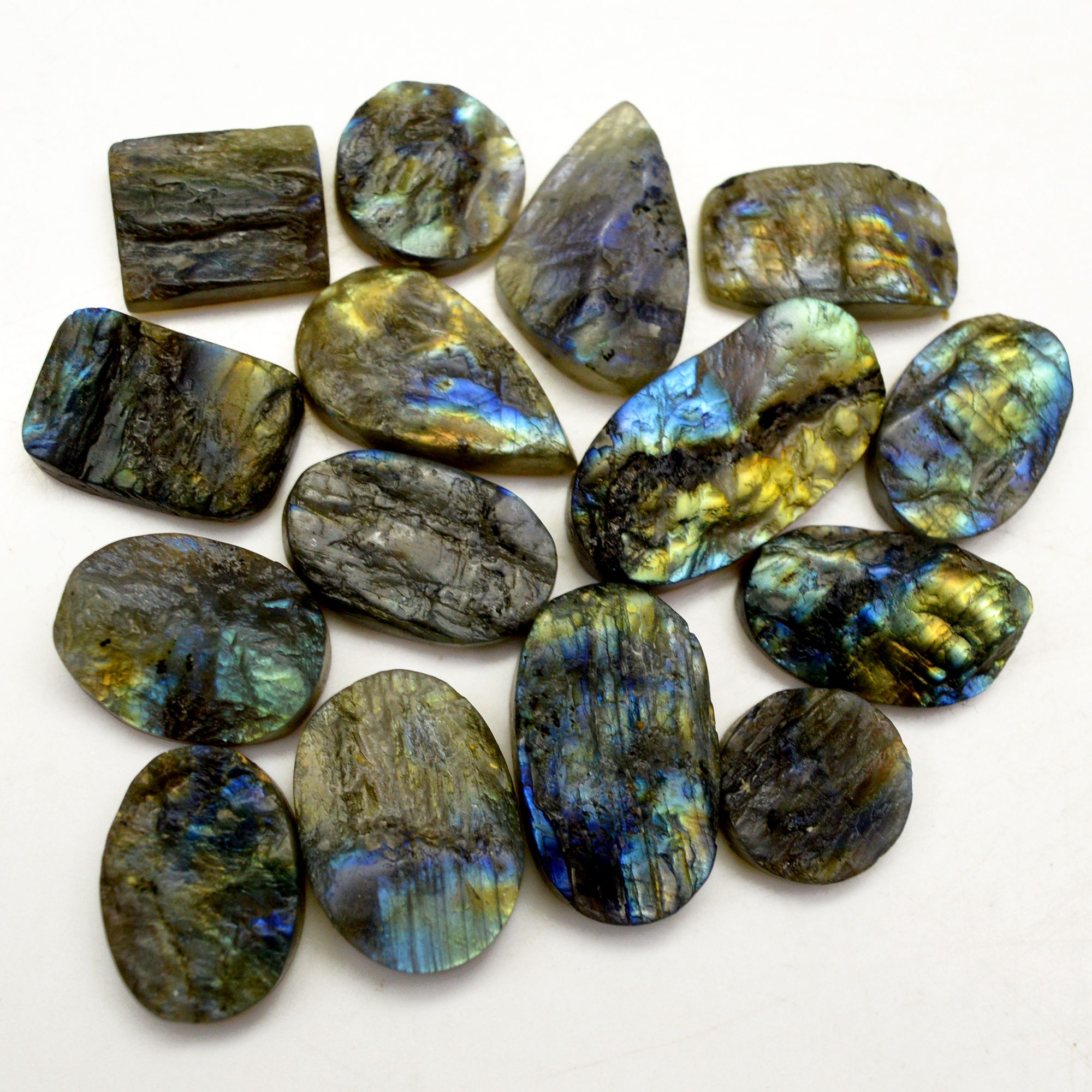 15 Pcs 279 Cts Natural Labradorite Druzy Rough Multi fire Mix Shape Gemstone Lot Size 15x15-30x15mm R-13510