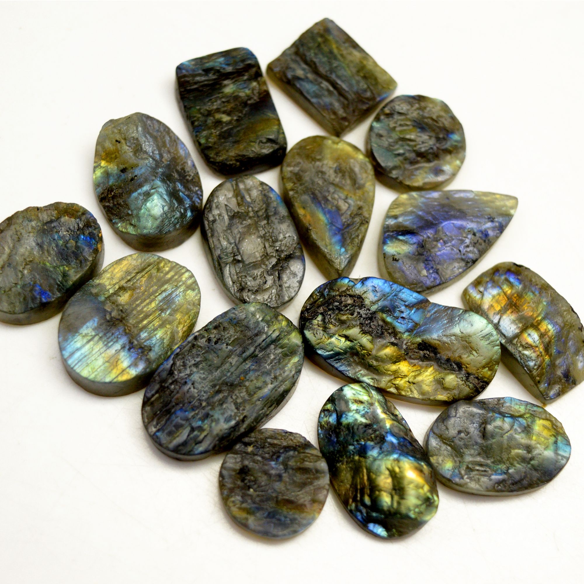 15 Pcs 279 Cts Natural Labradorite Druzy Rough Multi fire Mix Shape Gemstone Lot Size 15x15-30x15mm R-13510