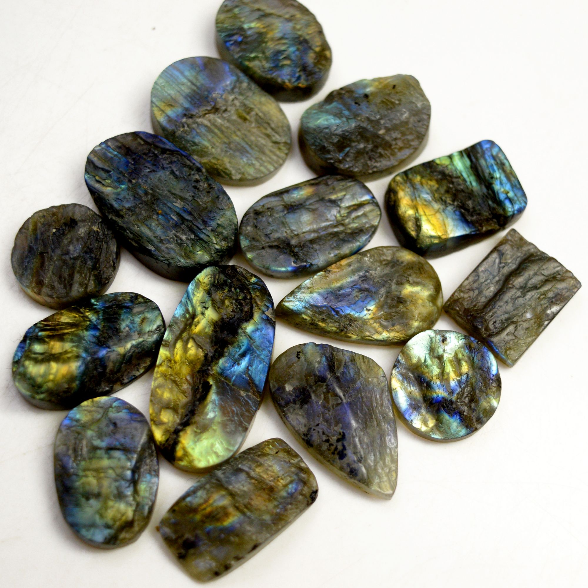 15 Pcs 279 Cts Natural Labradorite Druzy Rough Multi fire Mix Shape Gemstone Lot Size 15x15-30x15mm R-13510