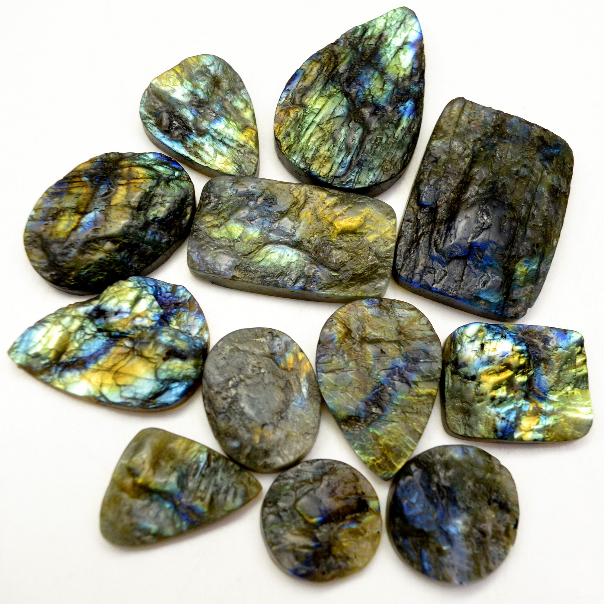 12 Pcs 565 Cts Natural Labradorite Druzy Rough Multi fire Mix Shape Gemstone Lot Size 20x20-40x28mm R-13513