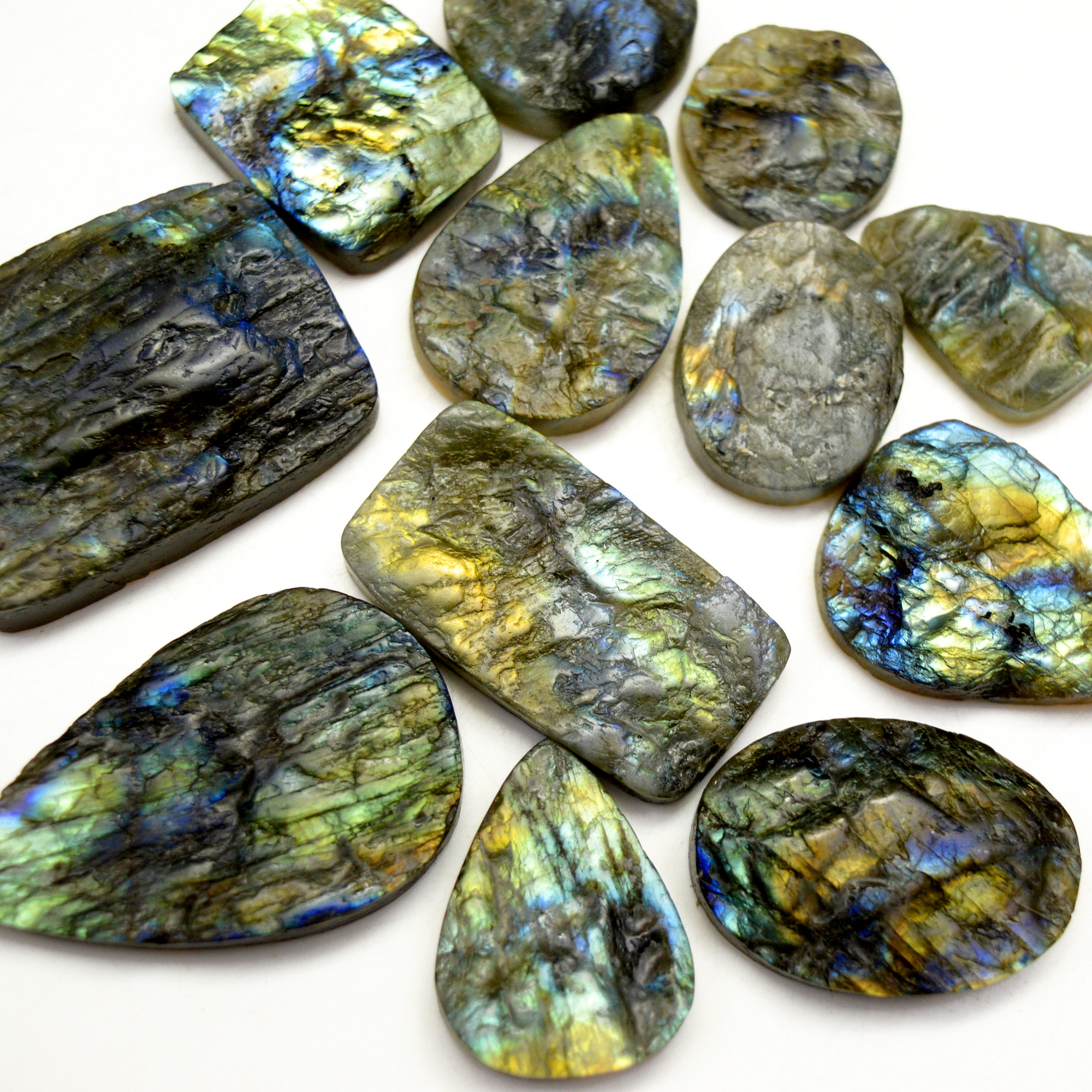 12 Pcs 565 Cts Natural Labradorite Druzy Rough Multi fire Mix Shape Gemstone Lot Size 20x20-40x28mm R-13513