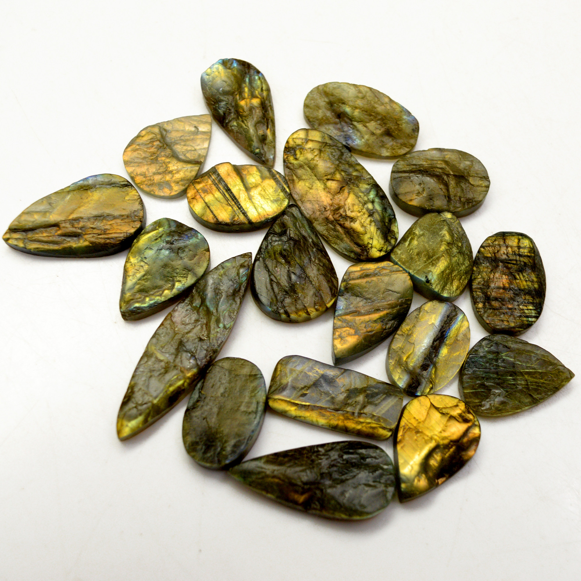 19 Pcs 314 Cts Natural Labradorite Druzy Rough Multi fire Mix Shape Gemstone Lot Size 17x16-43x11mm R-13514