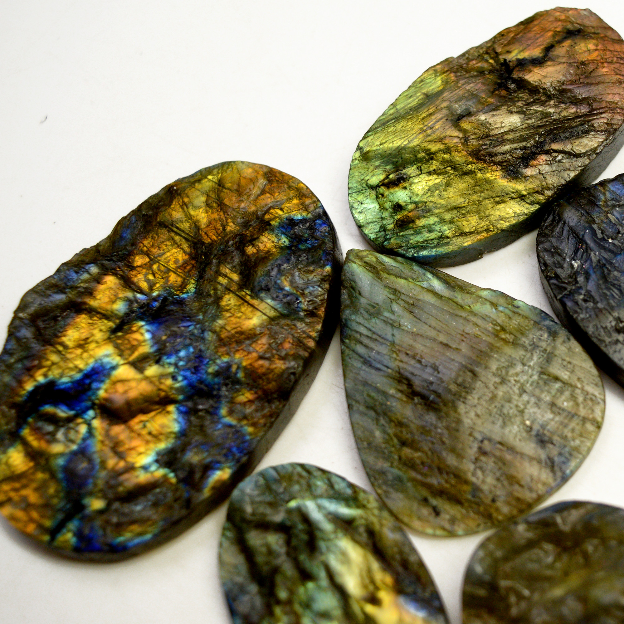 6 Pcs 659 Cts Natural Labradorite Druzy Rough Multi fire Mix Shape Gemstone Lot Size 28x28-65x45mm R-13517
