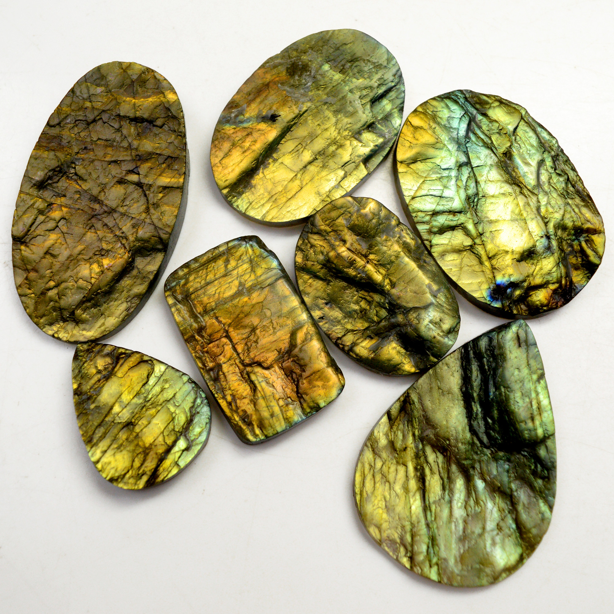 7 Pcs 501 Cts Natural Labradorite Druzy Rough Multi fire Mix Shape Gemstone Lot Size 29x22-54x30mm R-13519