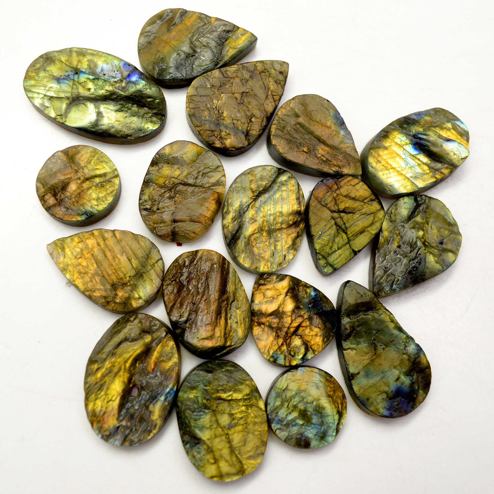 17 Pcs 426 Cts Natural Labradorite Druzy Rough Multi fire Mix Shape Gemstone Lot Size 17x17-33x18mm R-13520