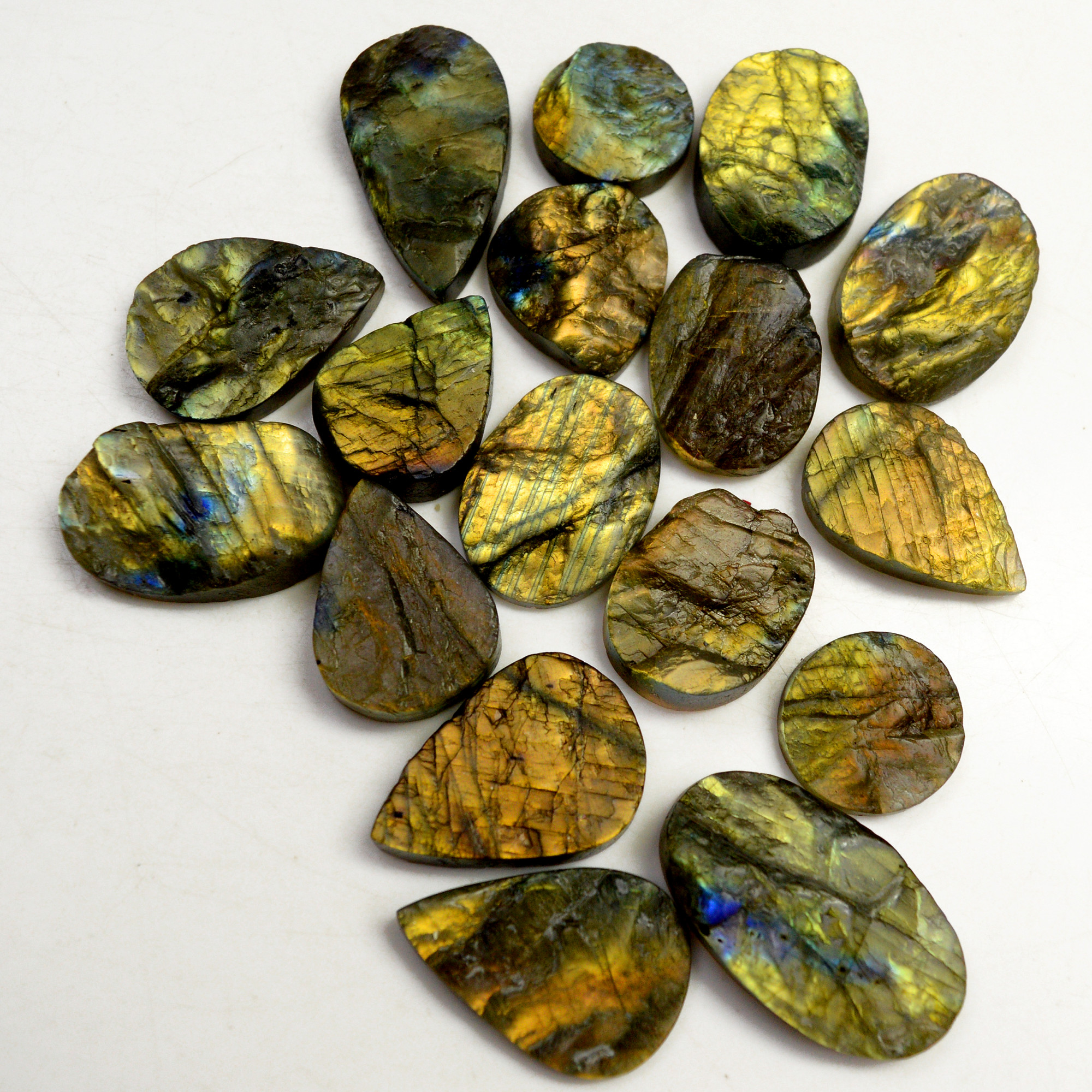 17 Pcs 426 Cts Natural Labradorite Druzy Rough Multi fire Mix Shape Gemstone Lot Size 17x17-33x18mm R-13520