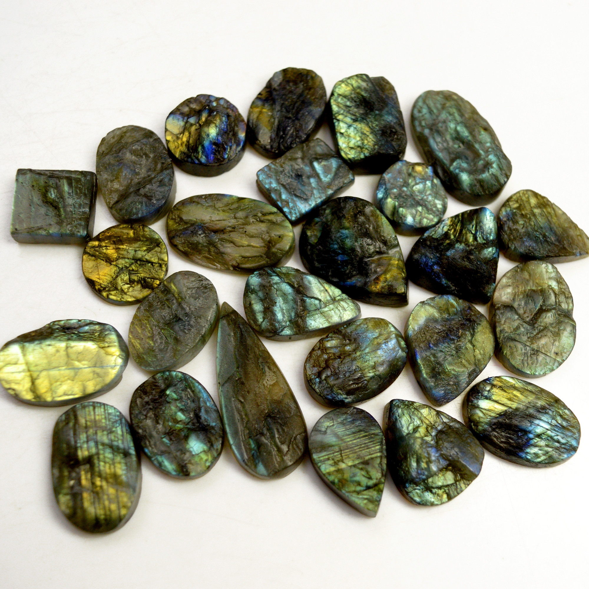 25 Pcs 386 Cts Natural Labradorite Druzy Rough Multi fire Mix Shape Gemstone Lot Size 13x13-33x13mm R-13521