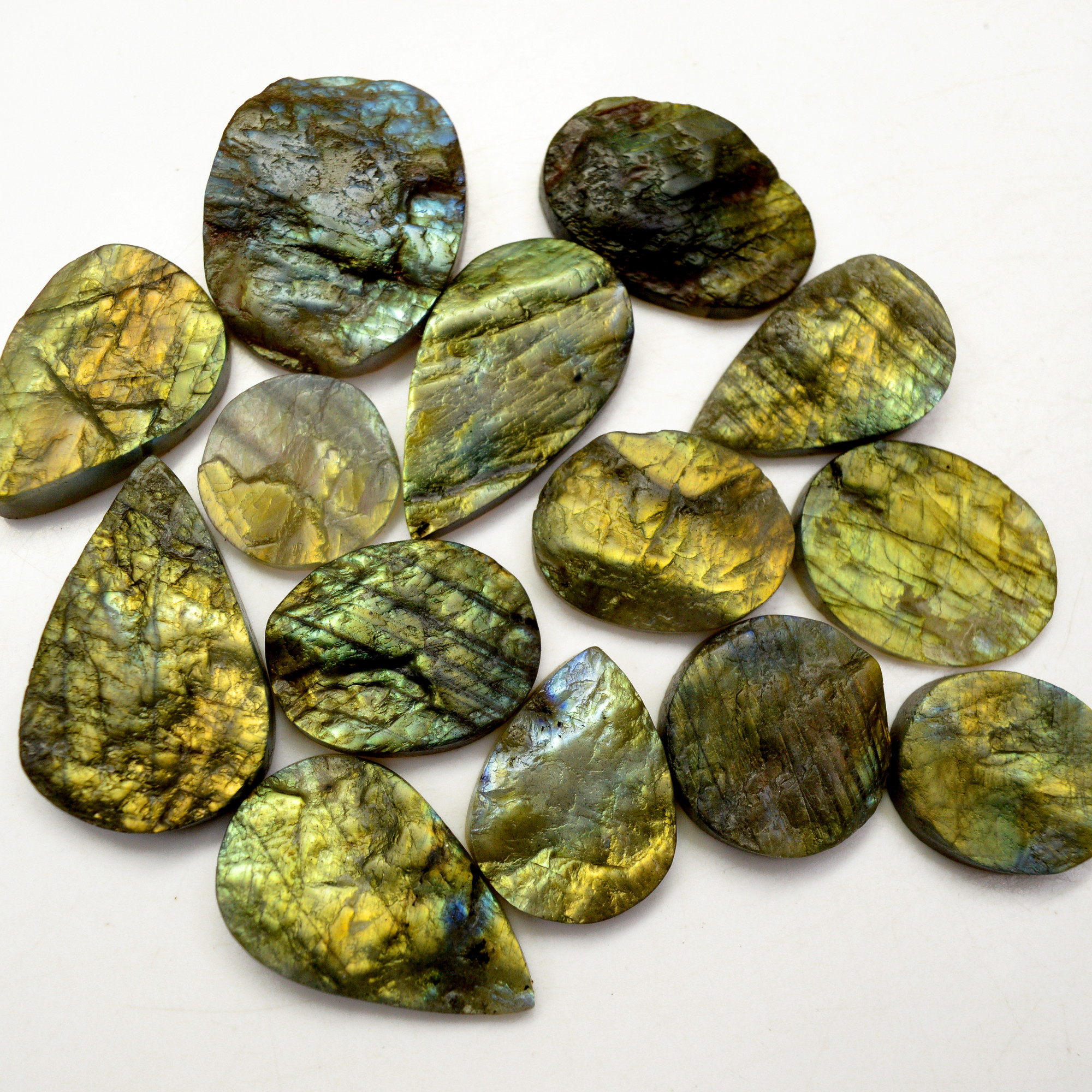 14 Pcs 506 Cts Natural Labradorite Druzy Rough Multi fire Mix Shape Gemstone Lot Size 20x20-36x23mm R-13522