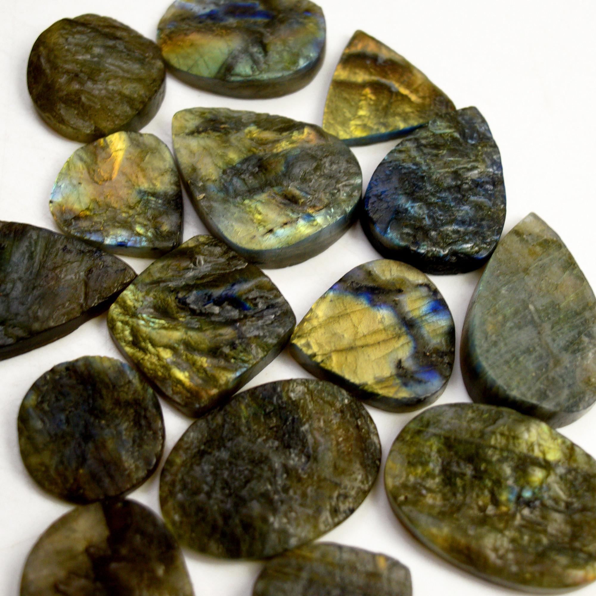 15 Pcs 472 Cts Natural Labradorite Druzy Rough Multi fire Mix Shape Gemstone Lot Size 20x20-34x22mm R-13523
