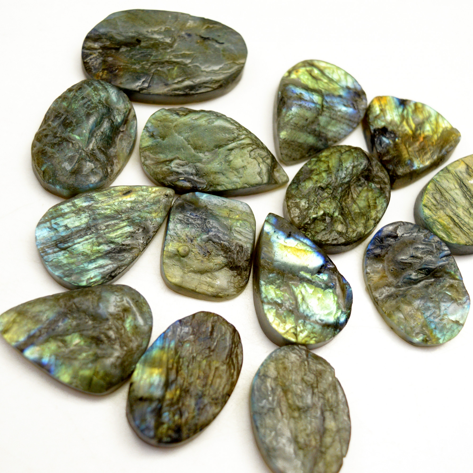 14 Pcs 365 Cts Natural Labradorite Druzy Rough Multi fire Mix Shape Gemstone Lot Size 20x17-34x18mm R-13524