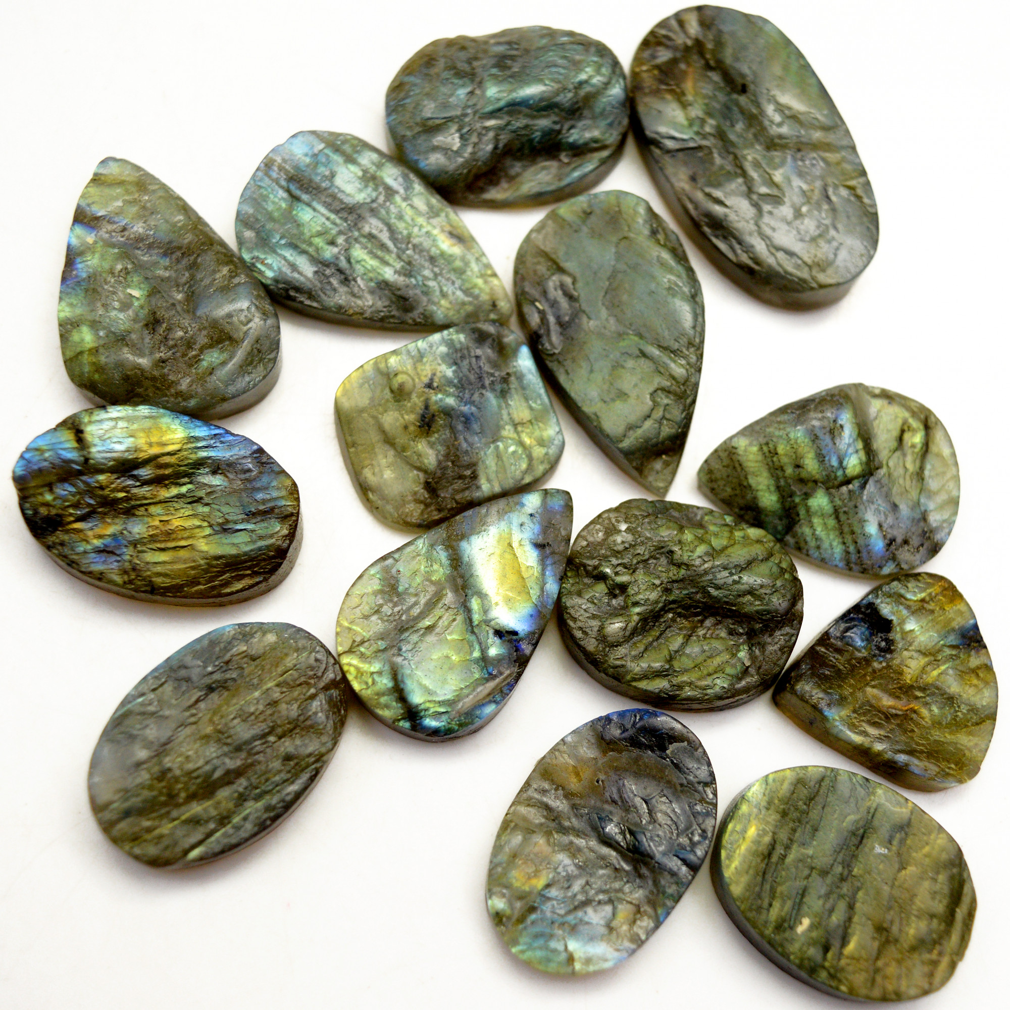 14 Pcs 365 Cts Natural Labradorite Druzy Rough Multi fire Mix Shape Gemstone Lot Size 20x17-34x18mm R-13524