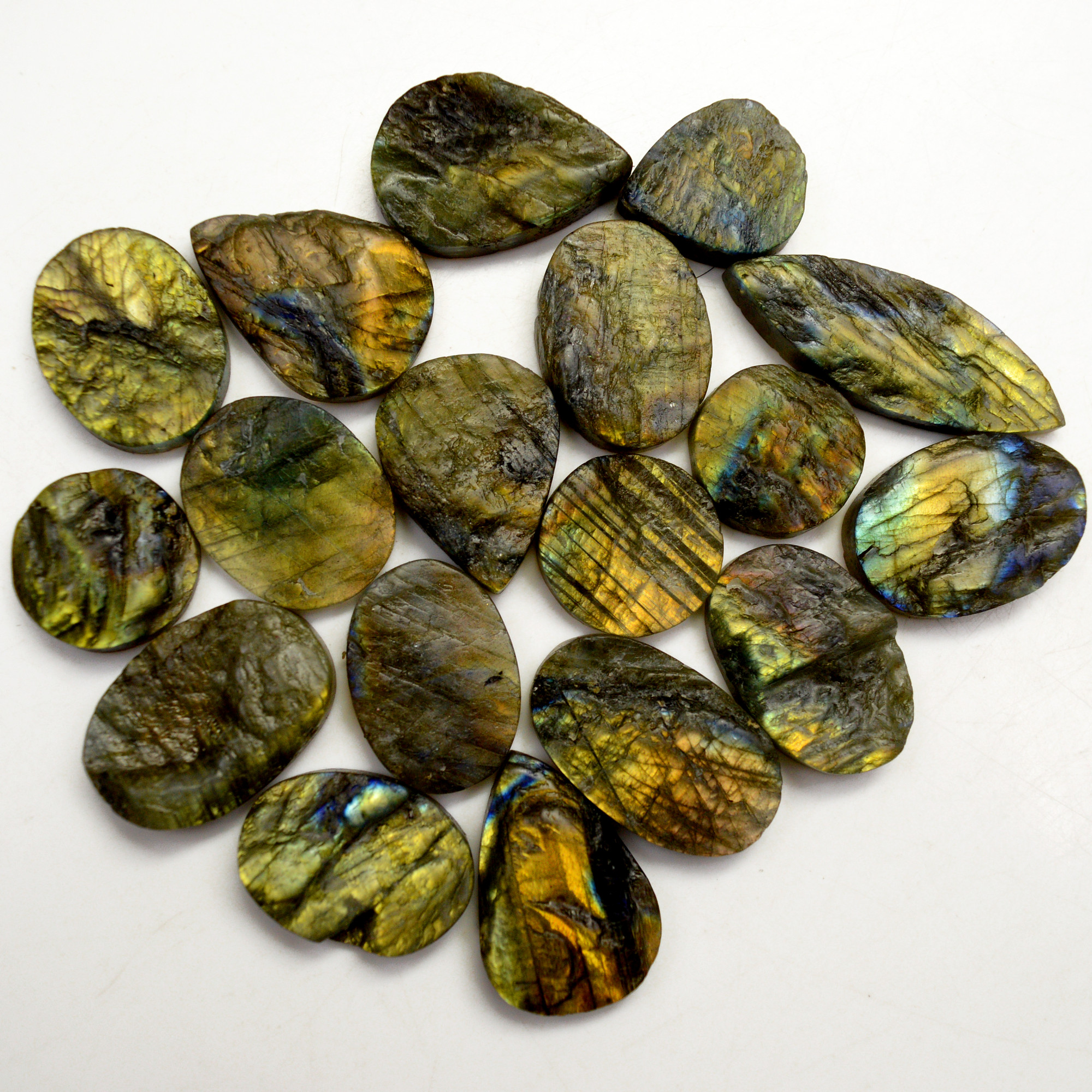 18 Pcs 427 Cts Natural Labradorite Druzy Rough Multi fire Mix Shape Gemstone Lot Size 18x18-41x14mm 13525