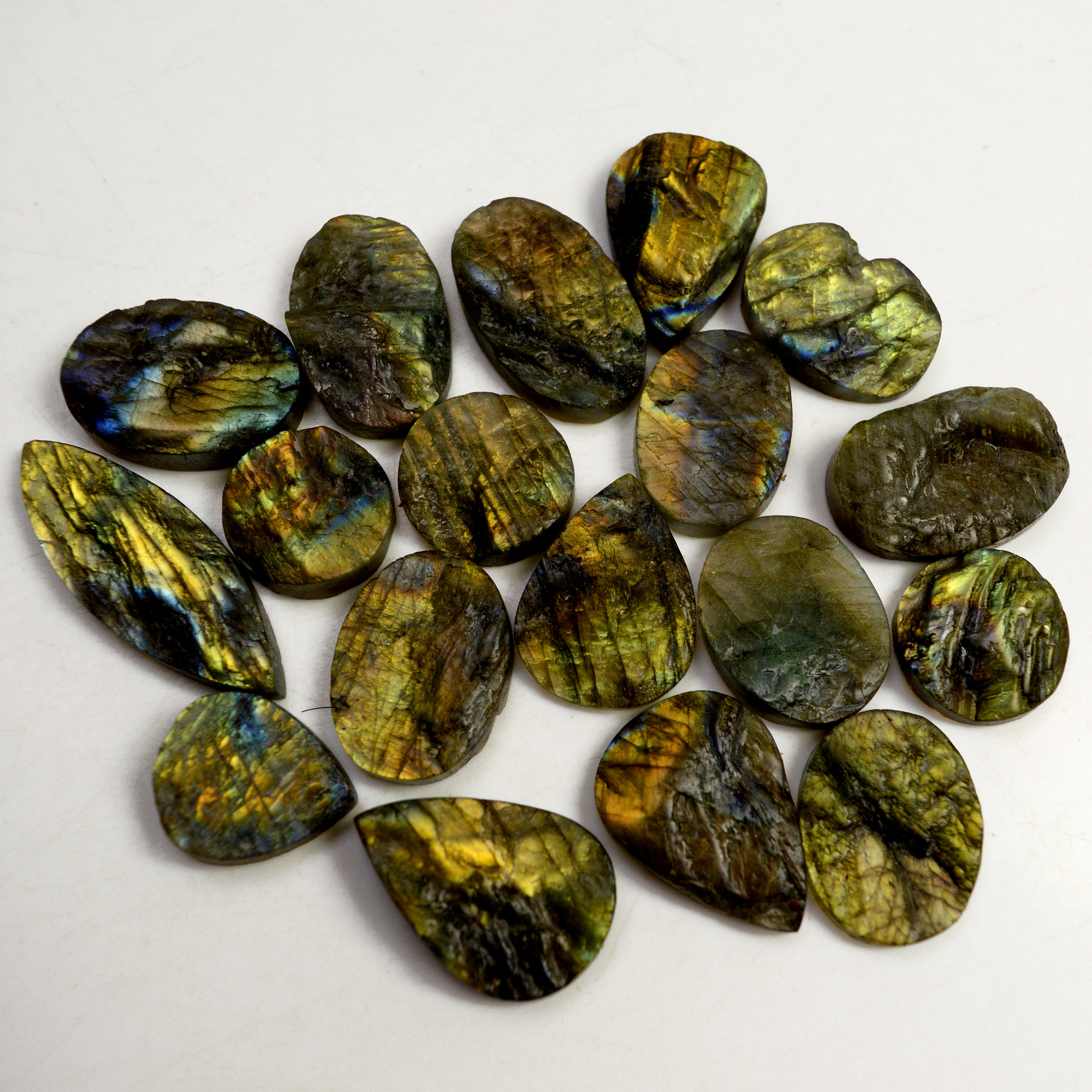 18 Pcs 427 Cts Natural Labradorite Druzy Rough Multi fire Mix Shape Gemstone Lot Size 18x18-41x14mm 13525