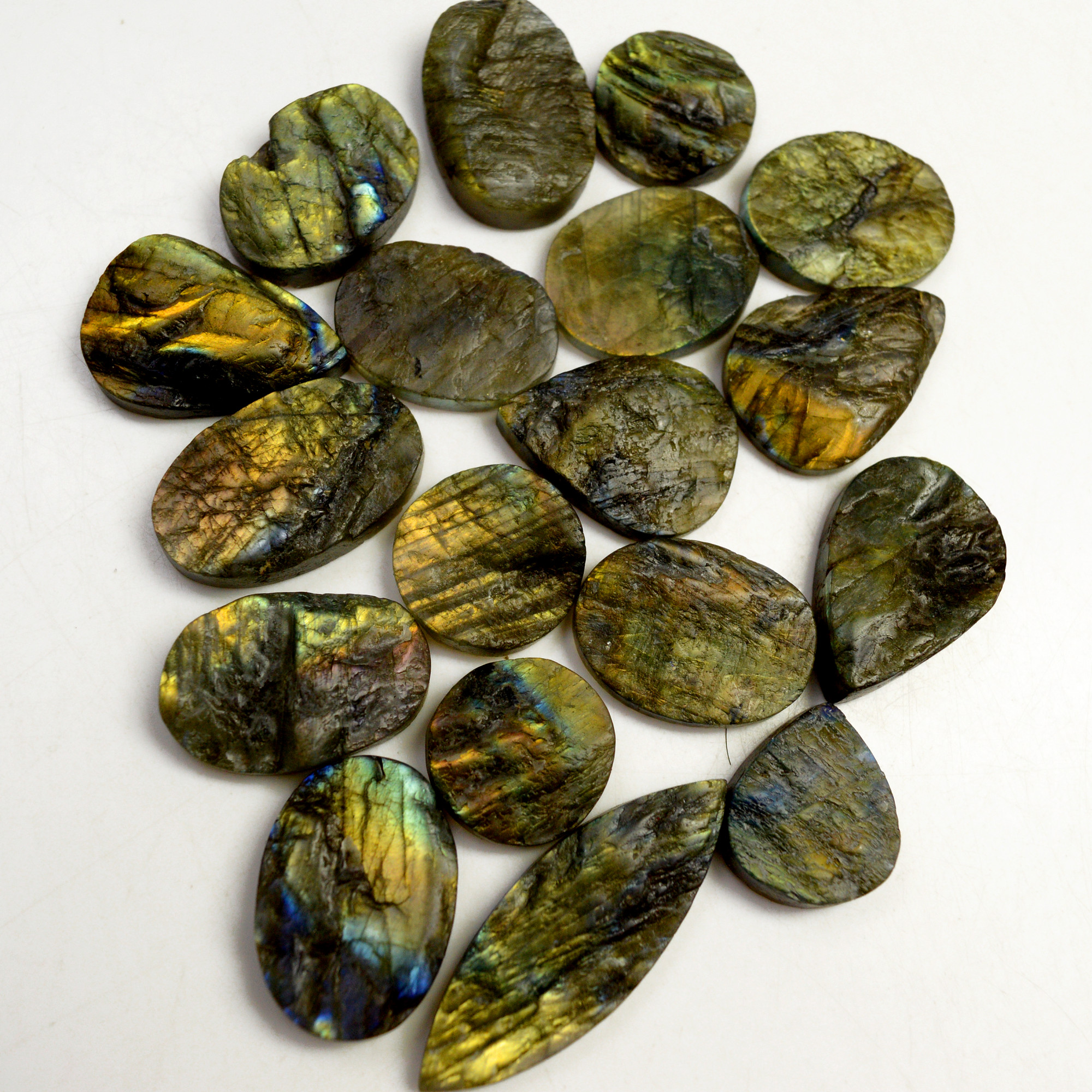 18 Pcs 427 Cts Natural Labradorite Druzy Rough Multi fire Mix Shape Gemstone Lot Size 18x18-41x14mm 13525