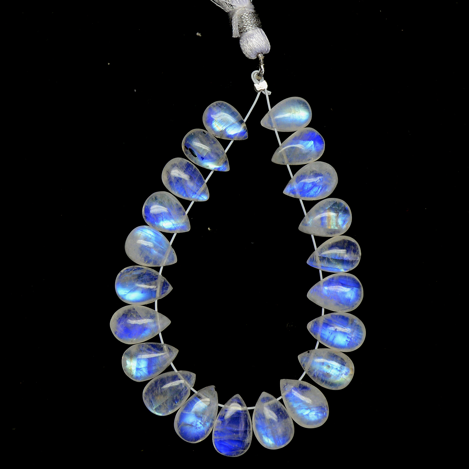 21 Pcs 46 Cts Natural Rainbow Moonstone Teadrop Briolettes Side Drill Loose Gemstone Beads For Jewelry Making 8x5-10x6mm R-13527