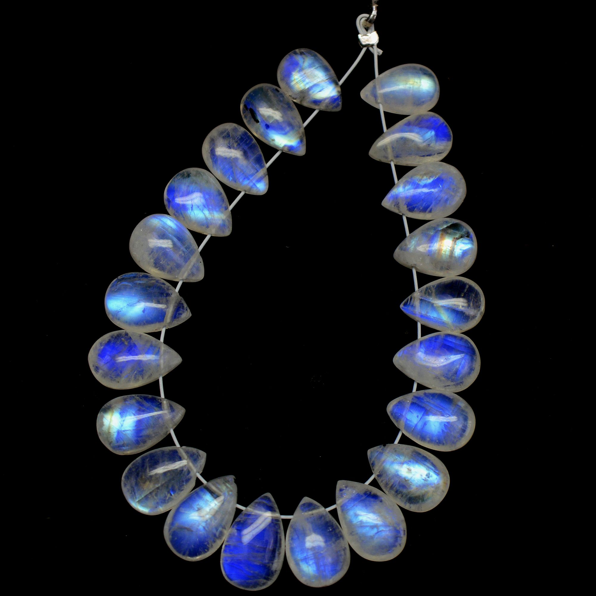 21 Pcs 46 Cts Natural Rainbow Moonstone Teadrop Briolettes Side Drill Loose Gemstone Beads For Jewelry Making 8x5-10x6mm R-13527