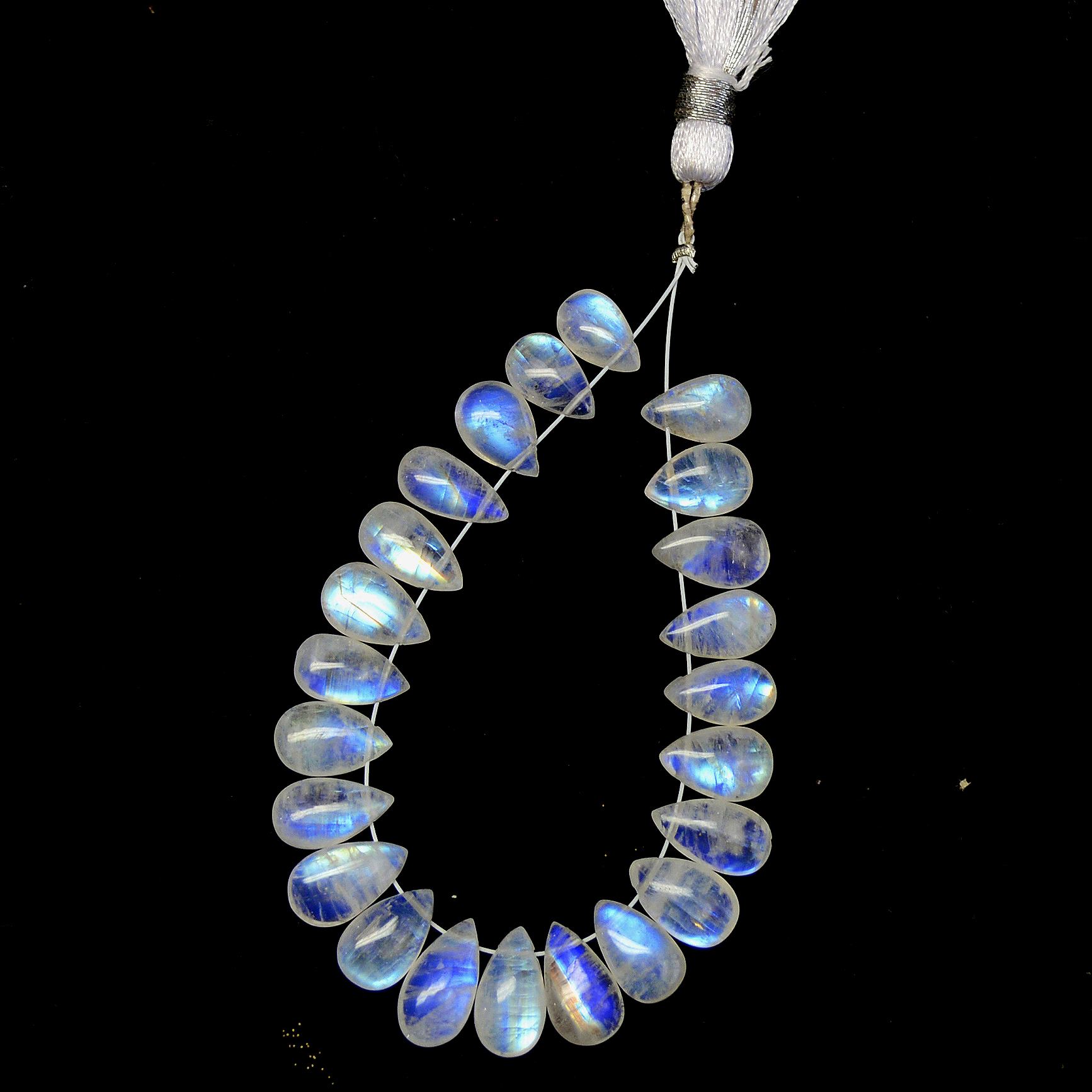 23 Pcs 52 Cts Natural Rainbow Moonstone Teadrop Briolettes Side Drill Loose Gemstone Beads For Jewelry Making 9x5-12x6mm R-13529