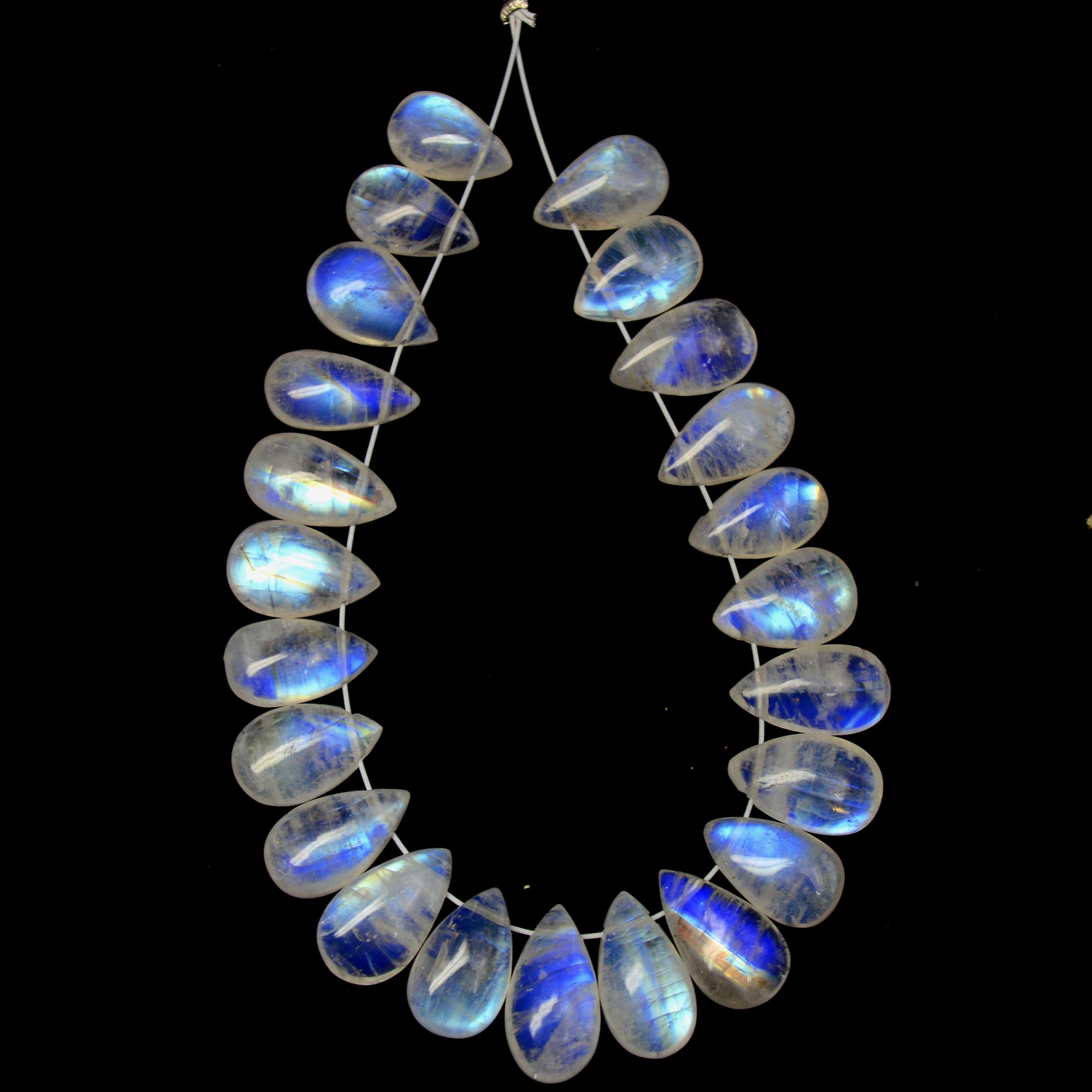 23 Pcs 52 Cts Natural Rainbow Moonstone Teadrop Briolettes Side Drill Loose Gemstone Beads For Jewelry Making 9x5-12x6mm R-13529