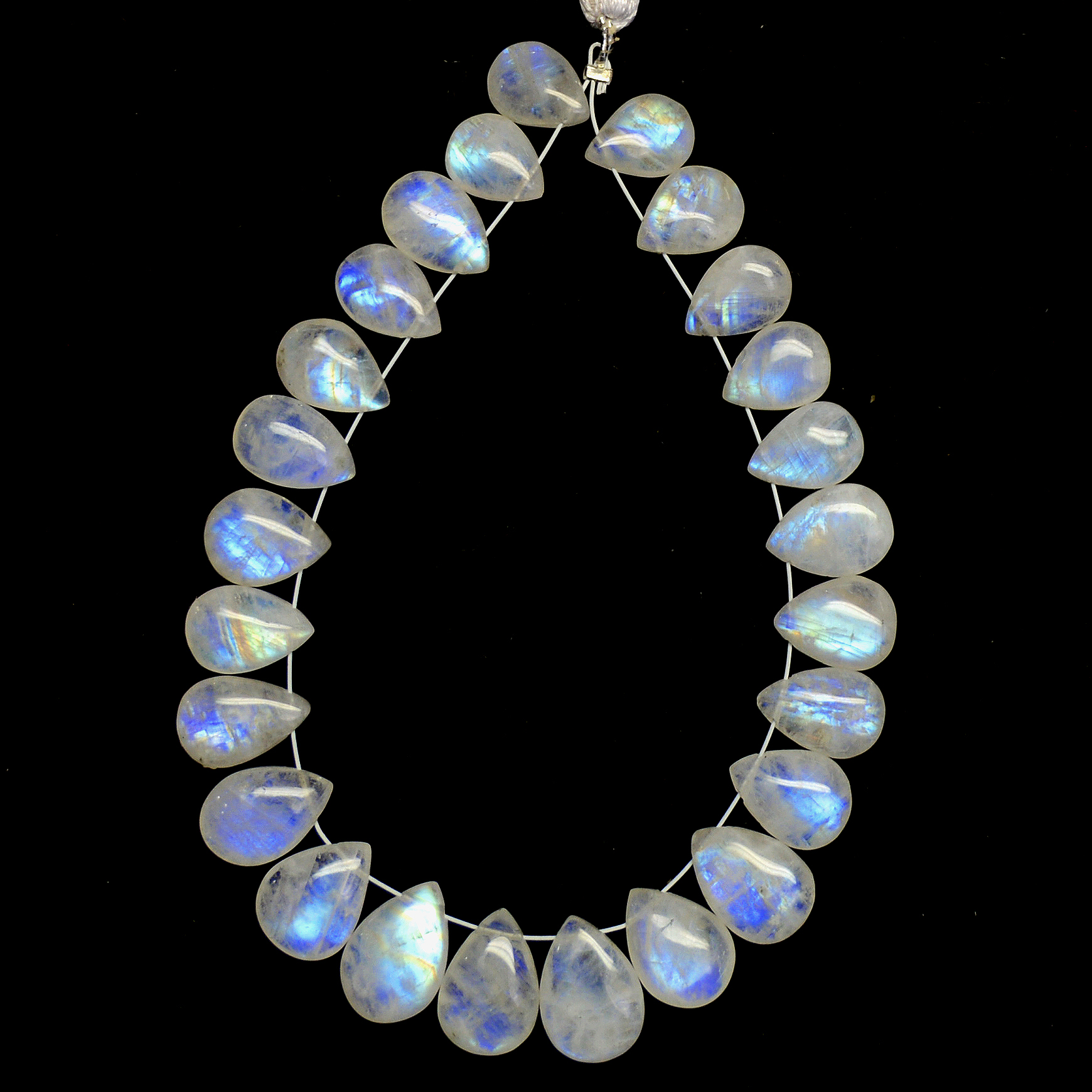 25 Pcs 87 Cts Natural Rainbow Moonstone Briolettes Side Drill Loose Gemstone Pear Wholesaler Gemstone Gift For Her 10x7-13x9mm R-13556