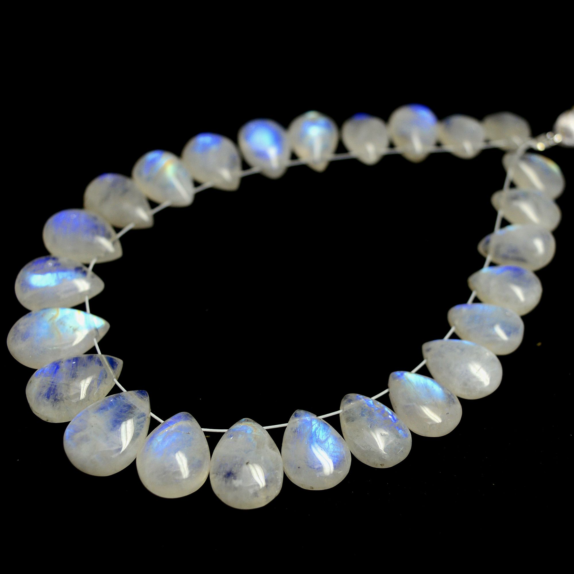 25 Pcs 87 Cts Natural Rainbow Moonstone Briolettes Side Drill Loose Gemstone Pear Wholesaler Gemstone Gift For Her 10x7-13x9mm R-13556