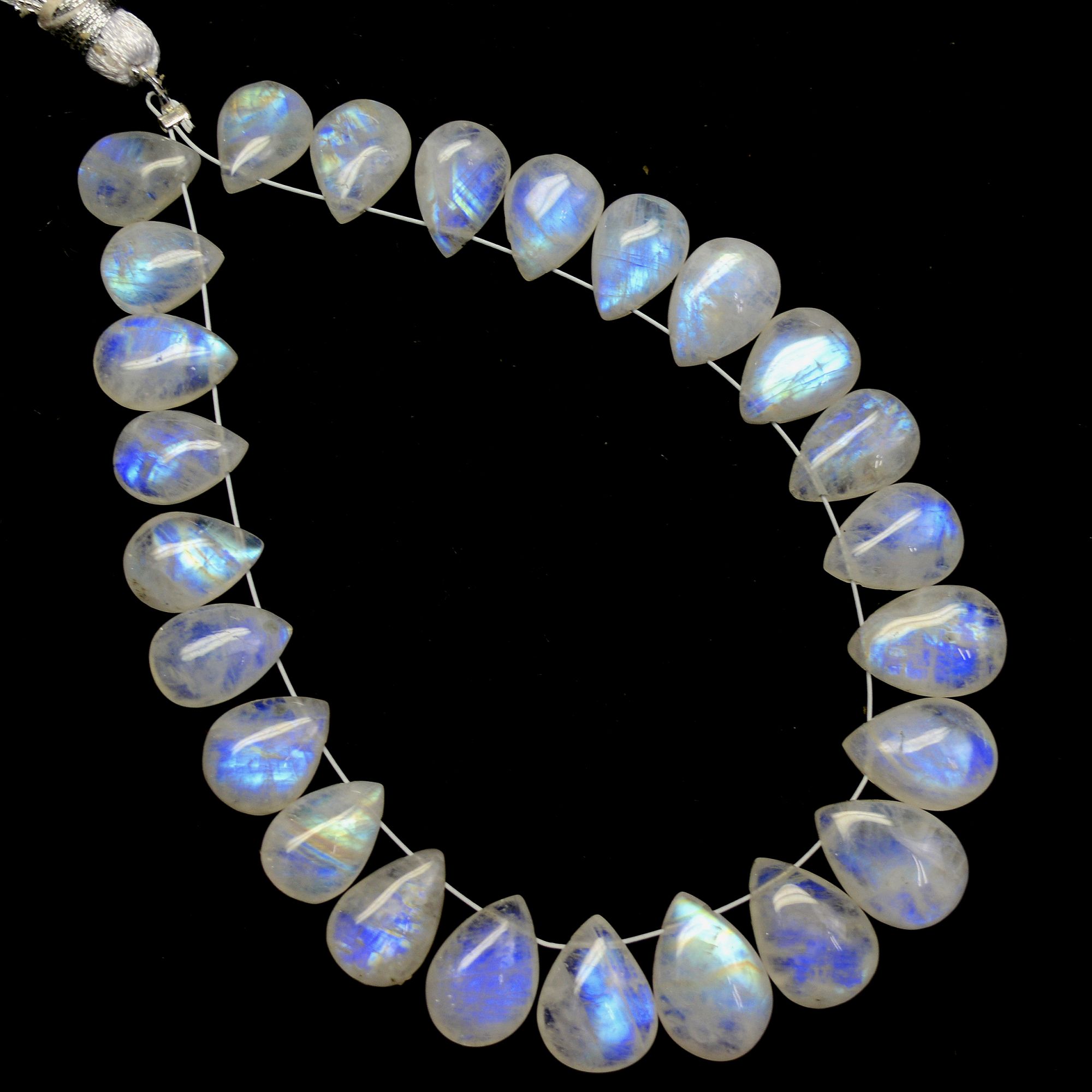 25 Pcs 87 Cts Natural Rainbow Moonstone Briolettes Side Drill Loose Gemstone Pear Wholesaler Gemstone Gift For Her 10x7-13x9mm R-13556