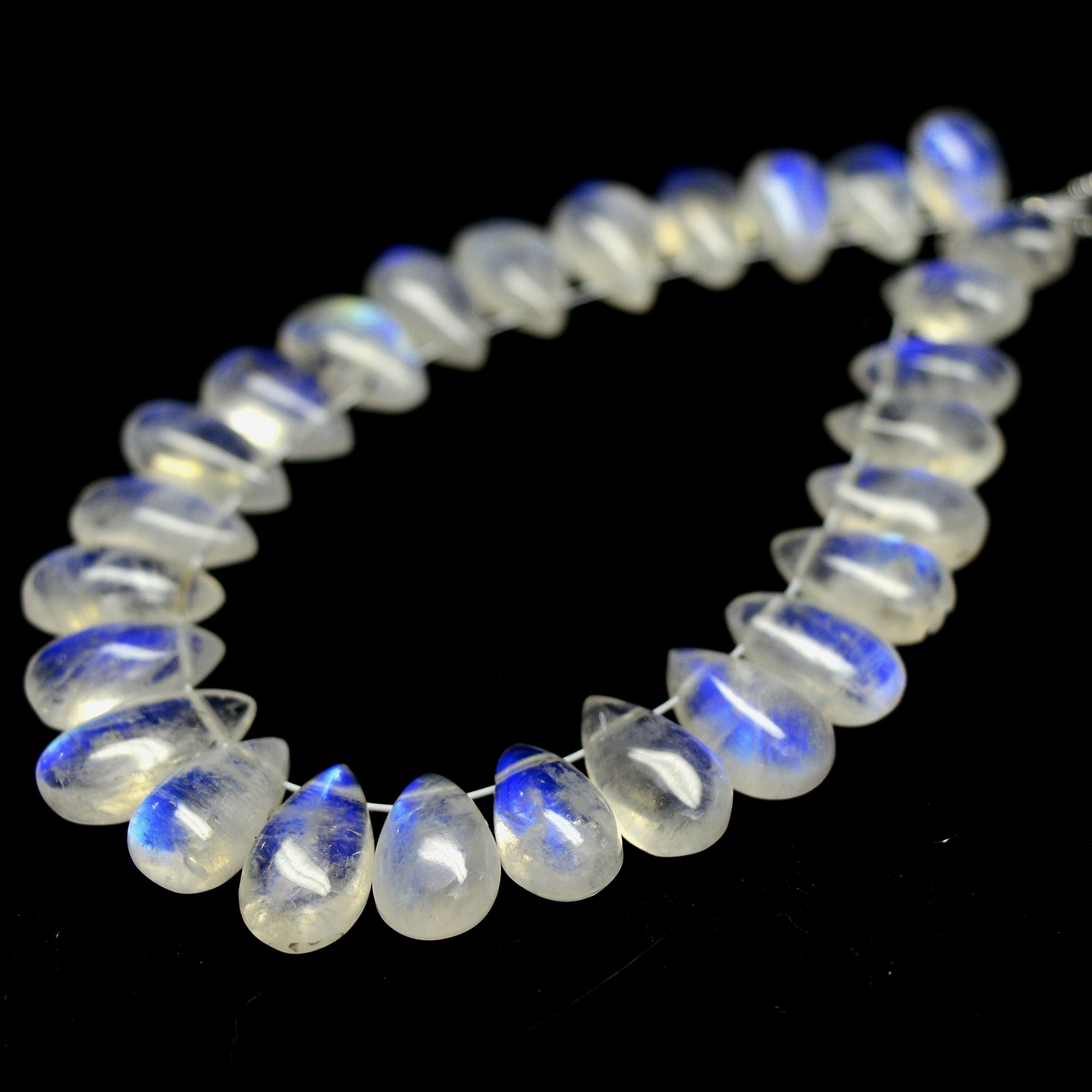 27 Pcs 64 Cts Natural Rainbow Moonstone Briolettes Side Drill Loose Gemstone Pear Wholesaler Gemstone Gift For Her 9x5-12x6mm R-13559