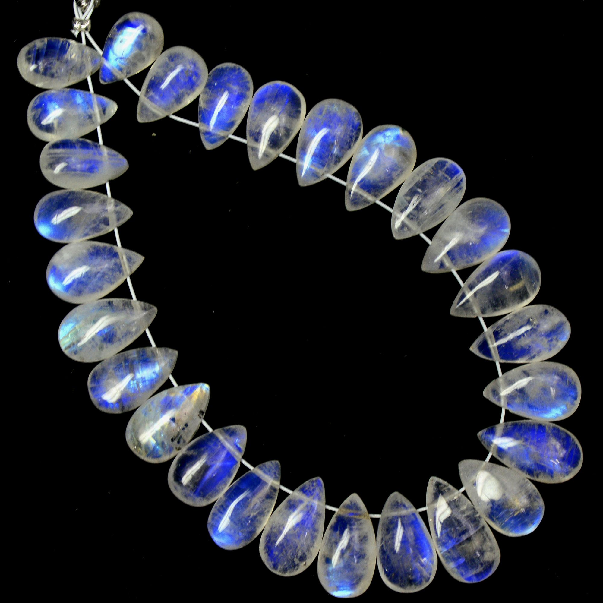27 Pcs 64 Cts Natural Rainbow Moonstone Briolettes Side Drill Loose Gemstone Pear Wholesaler Gemstone Gift For Her 9x5-12x6mm R-13559