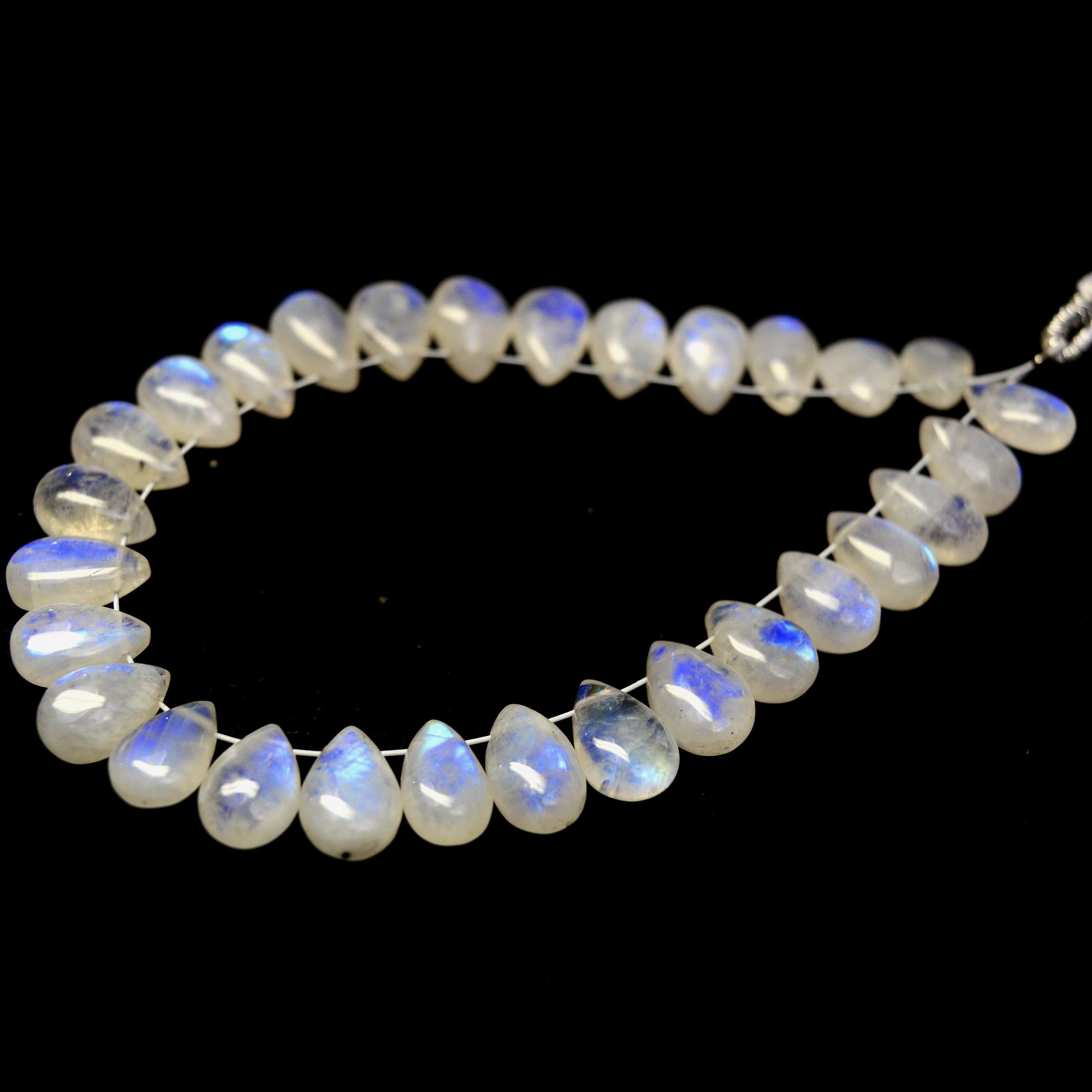 29 Pcs 63 Cts Natural Rainbow Moonstone Briolettes Side Drill Loose Gemstone Pear Wholesaler Gemstone Gift For Her 8x5-10x5mm 13563