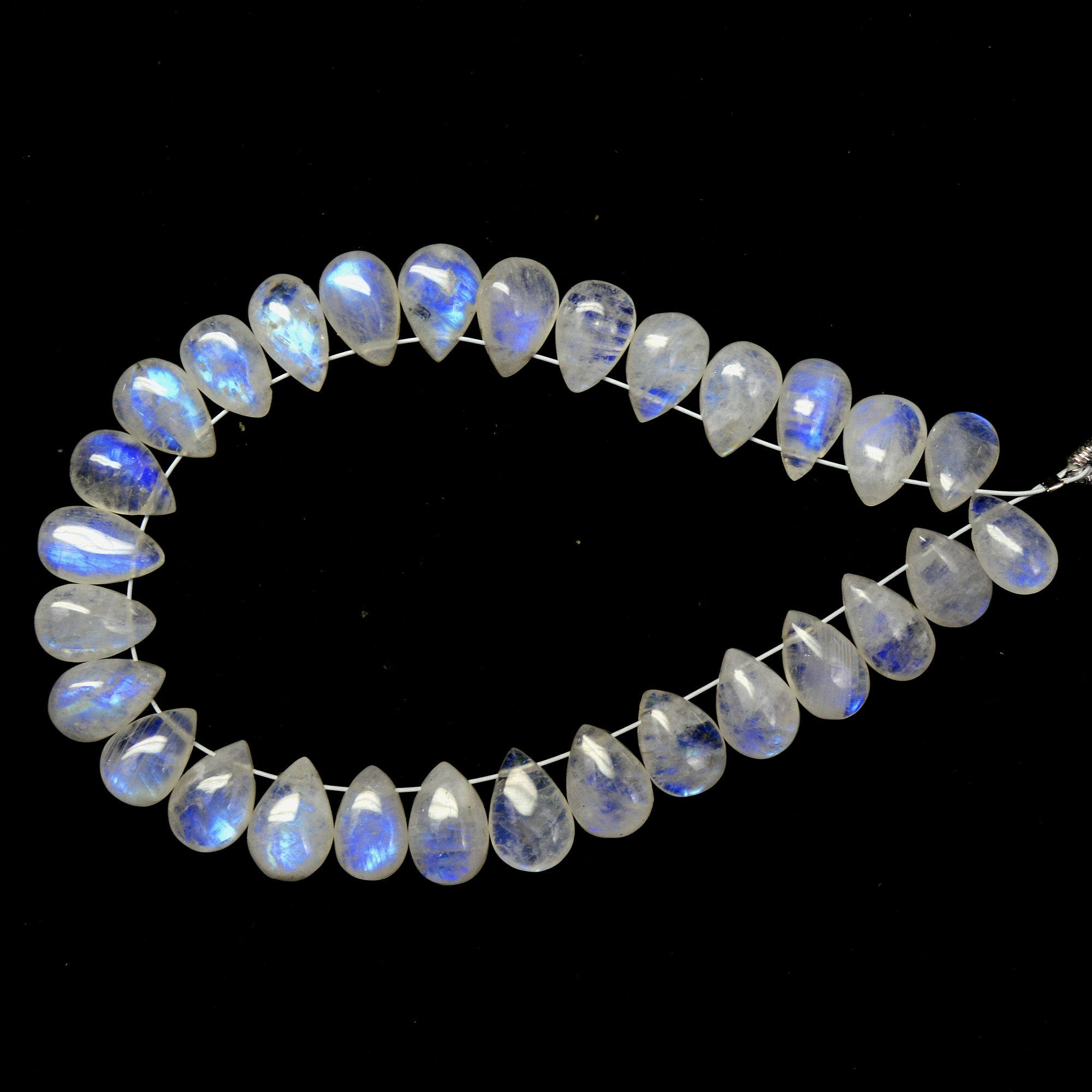 29 Pcs 63 Cts Natural Rainbow Moonstone Briolettes Side Drill Loose Gemstone Pear Wholesaler Gemstone Gift For Her 8x5-10x5mm 13563