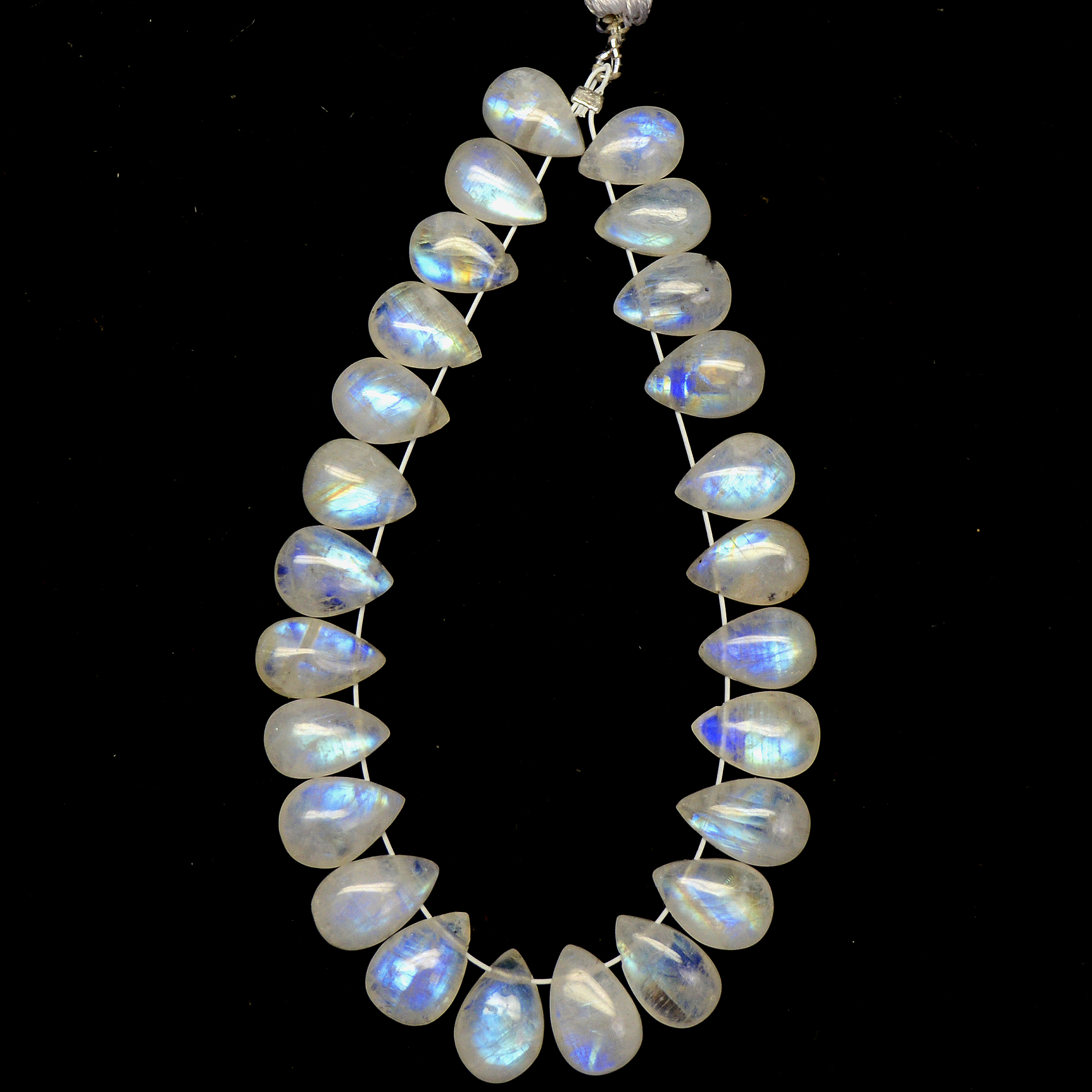 25 Pcs 52 Cts Natural Rainbow Moonstone Briolettes Side Drill Loose Gemstone Pear Wholesaler Gemstone Gift For Her 8x5-9x6mm 13566