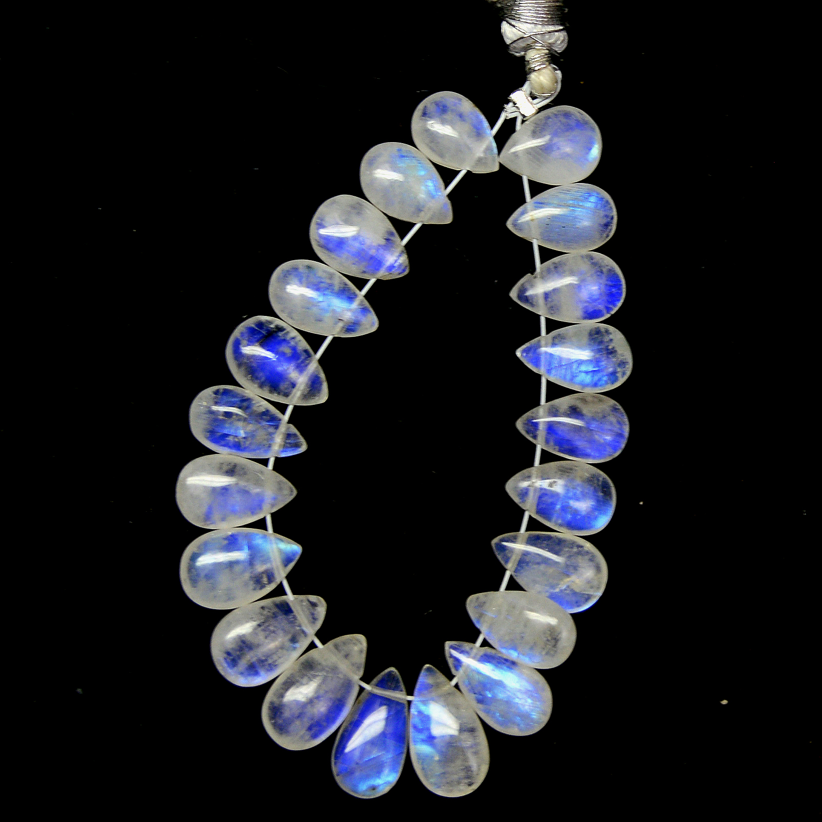 21 Pcs 37 Cts Natural Rainbow Moonstone Briolettes Side Drill Loose Gemstone Pear Wholesaler Gemstone Gift For Her 8x5-11x6mm R-13567