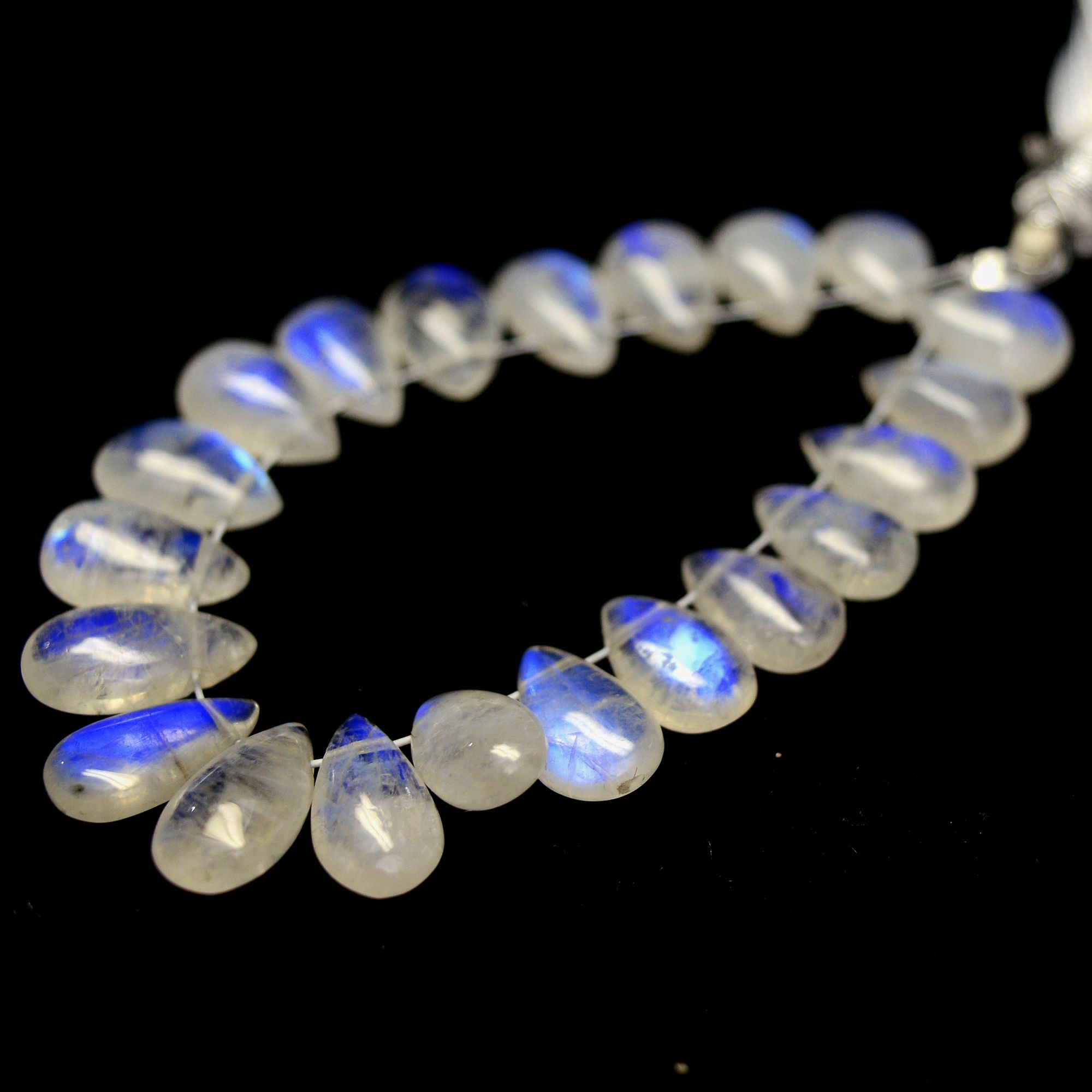 21 Pcs 37 Cts Natural Rainbow Moonstone Briolettes Side Drill Loose Gemstone Pear Wholesaler Gemstone Gift For Her 8x5-11x6mm 13567