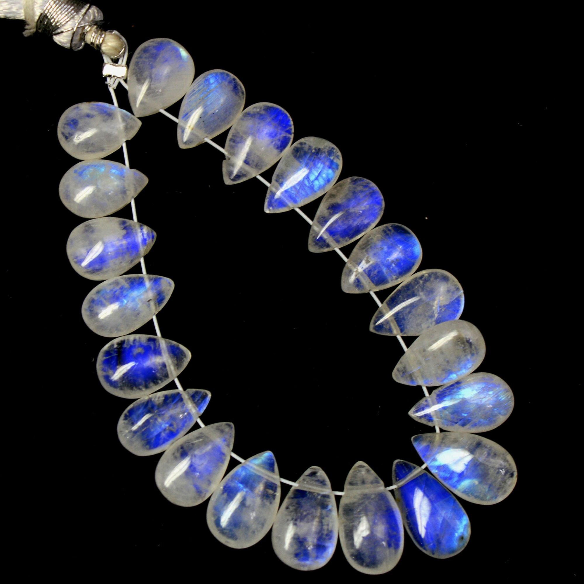 21 Pcs 37 Cts Natural Rainbow Moonstone Briolettes Side Drill Loose Gemstone Pear Wholesaler Gemstone Gift For Her 8x5-11x6mm 13567