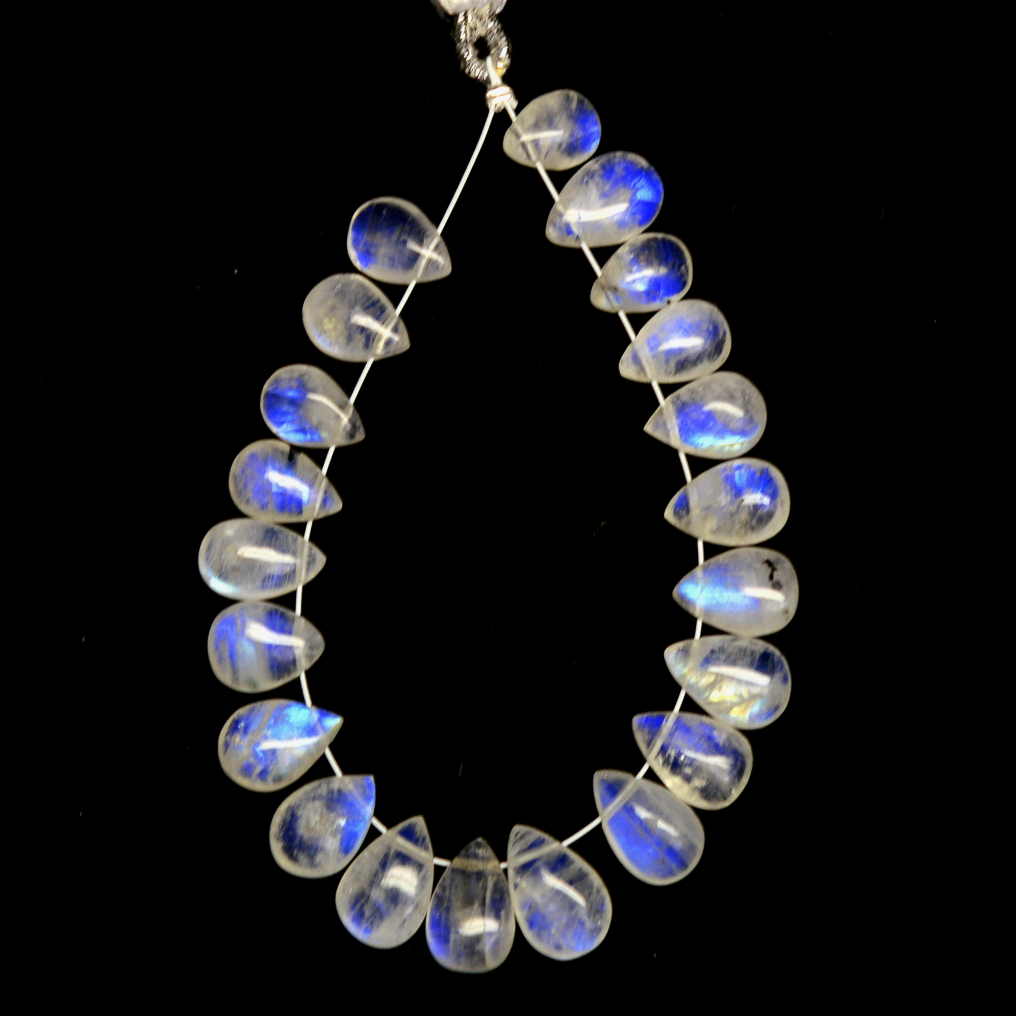 21 Pcs 43 Cts Natural Rainbow Moonstone Briolettes Side Drill Loose Gemstone Pear Wholesaler Gemstone Gift For Her 8x5-10x6mm R-13570