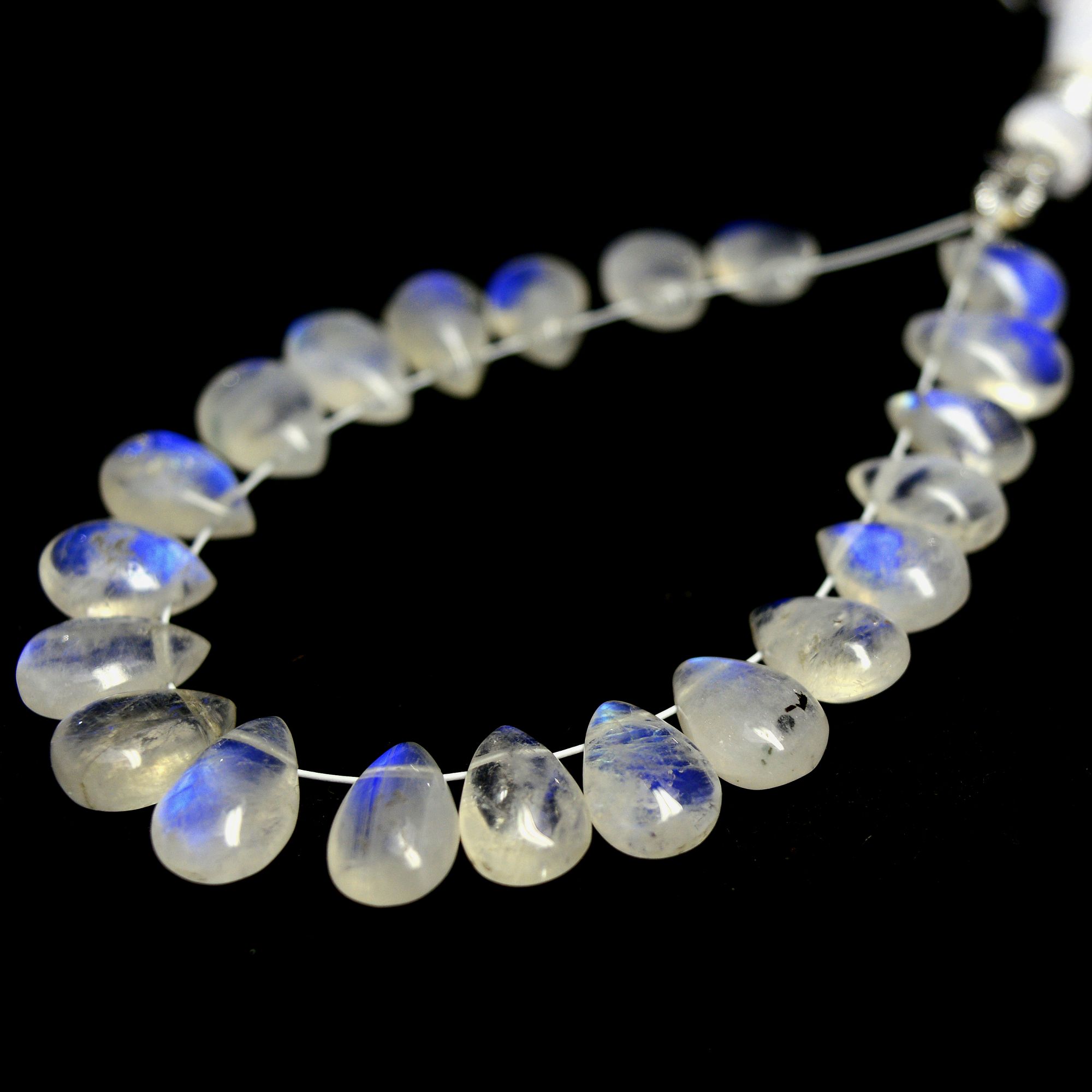 21 Pcs 43 Cts Natural Rainbow Moonstone Briolettes Side Drill Loose Gemstone Pear Wholesaler Gemstone Gift For Her 8x5-10x6mm 13570