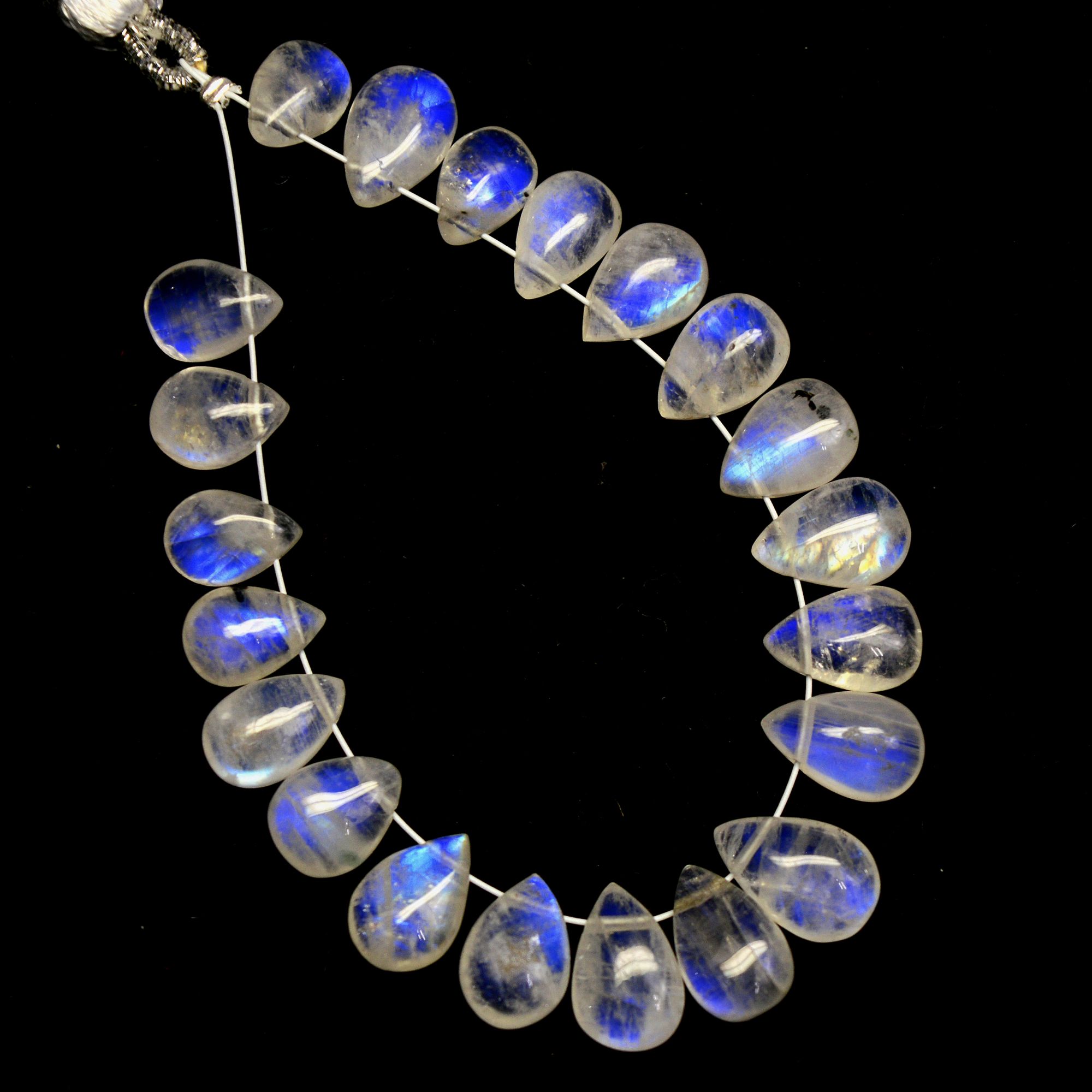 21 Pcs 43 Cts Natural Rainbow Moonstone Briolettes Side Drill Loose Gemstone Pear Wholesaler Gemstone Gift For Her 8x5-10x6mm R-13570