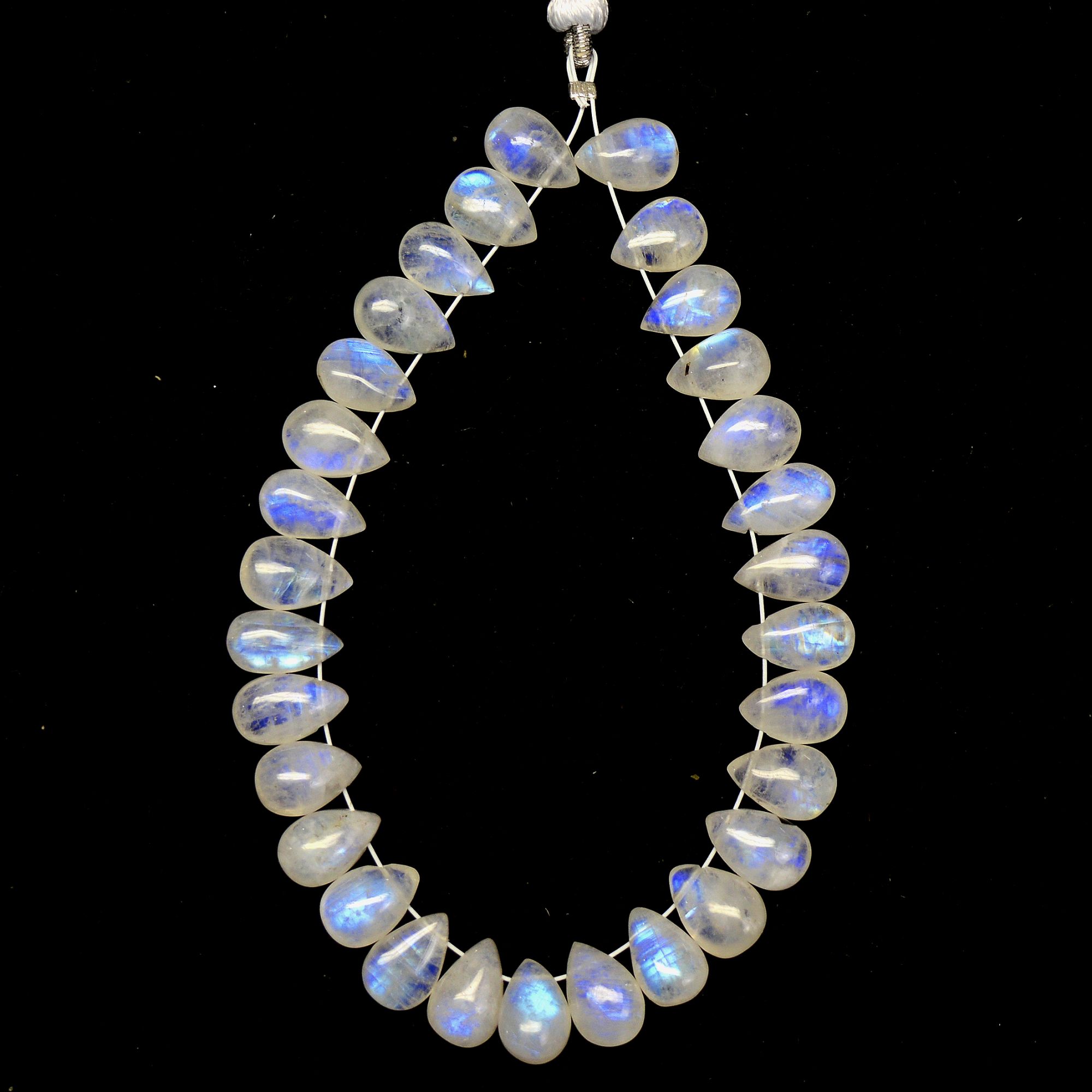 30 Pcs 61 Cts Natural Rainbow Moonstone Briolettes Side Drill Loose Gemstone Pear Wholesaler Gemstone Gift For Her 9x5-9x6mm R-13571